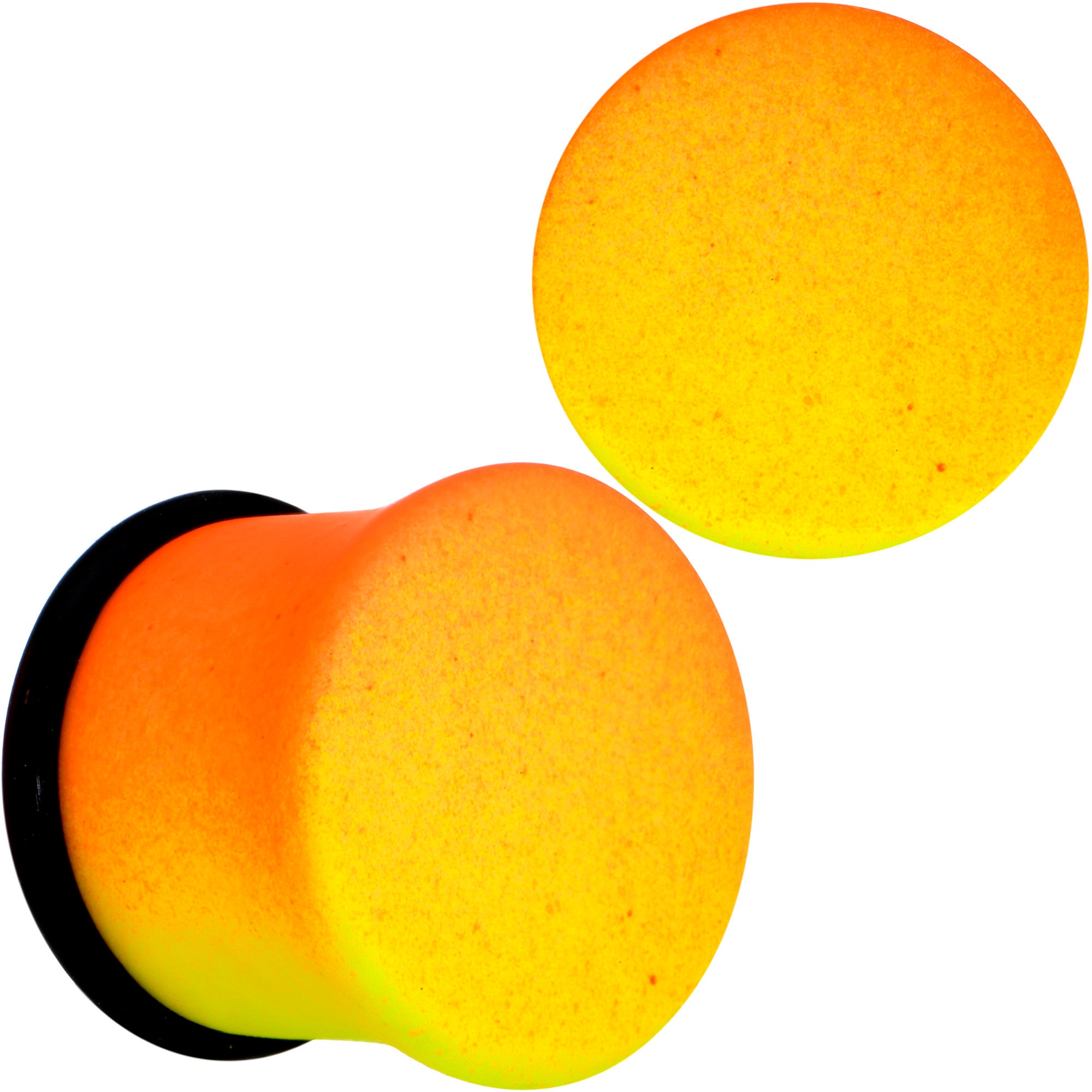 Orange Yellow Ombre Matte Acrylic Single Flare Plug Set Sizes 2mm-12mm