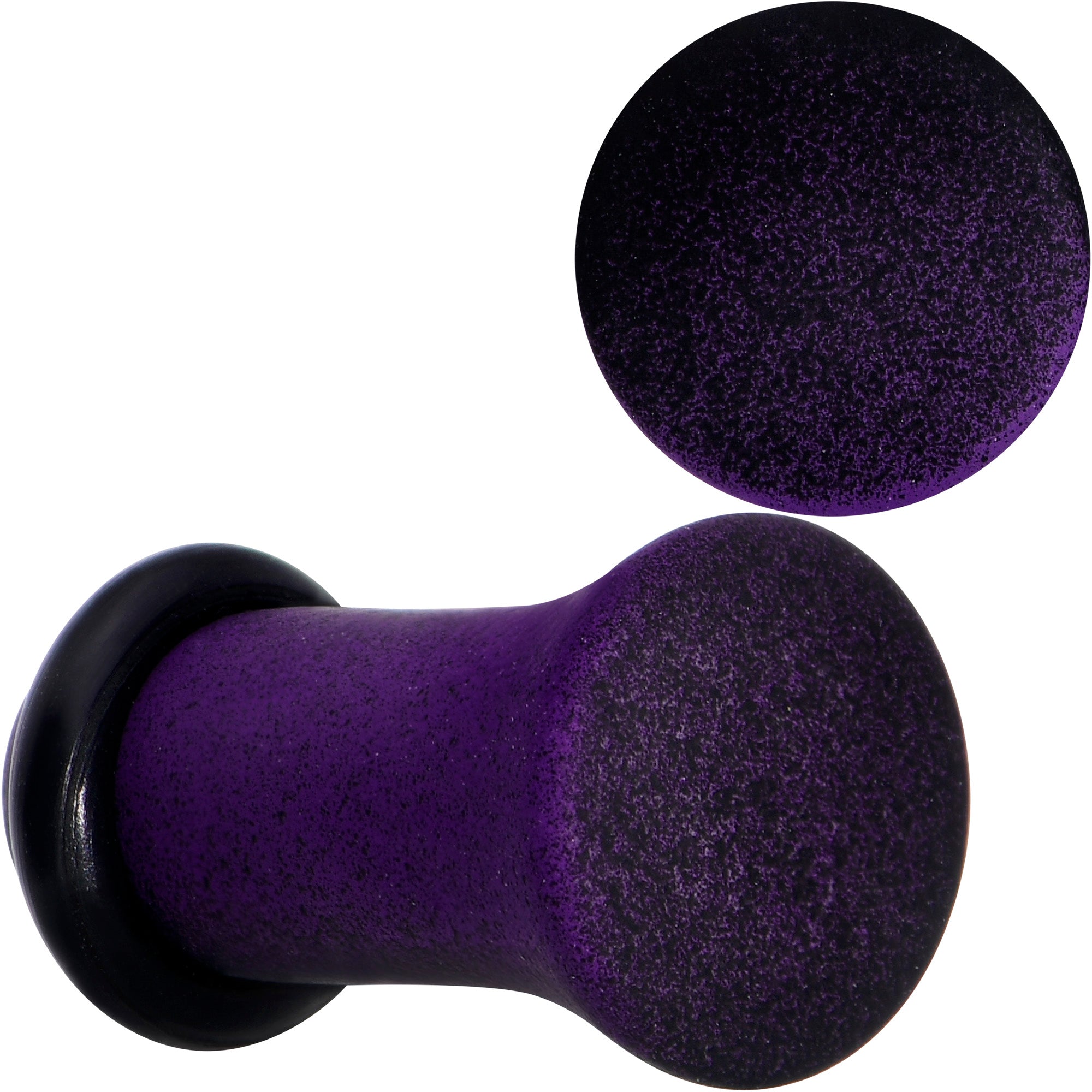 Black Purple Ombre Matte Acrylic Single Flare Plug Set Sizes 2mm-12mm