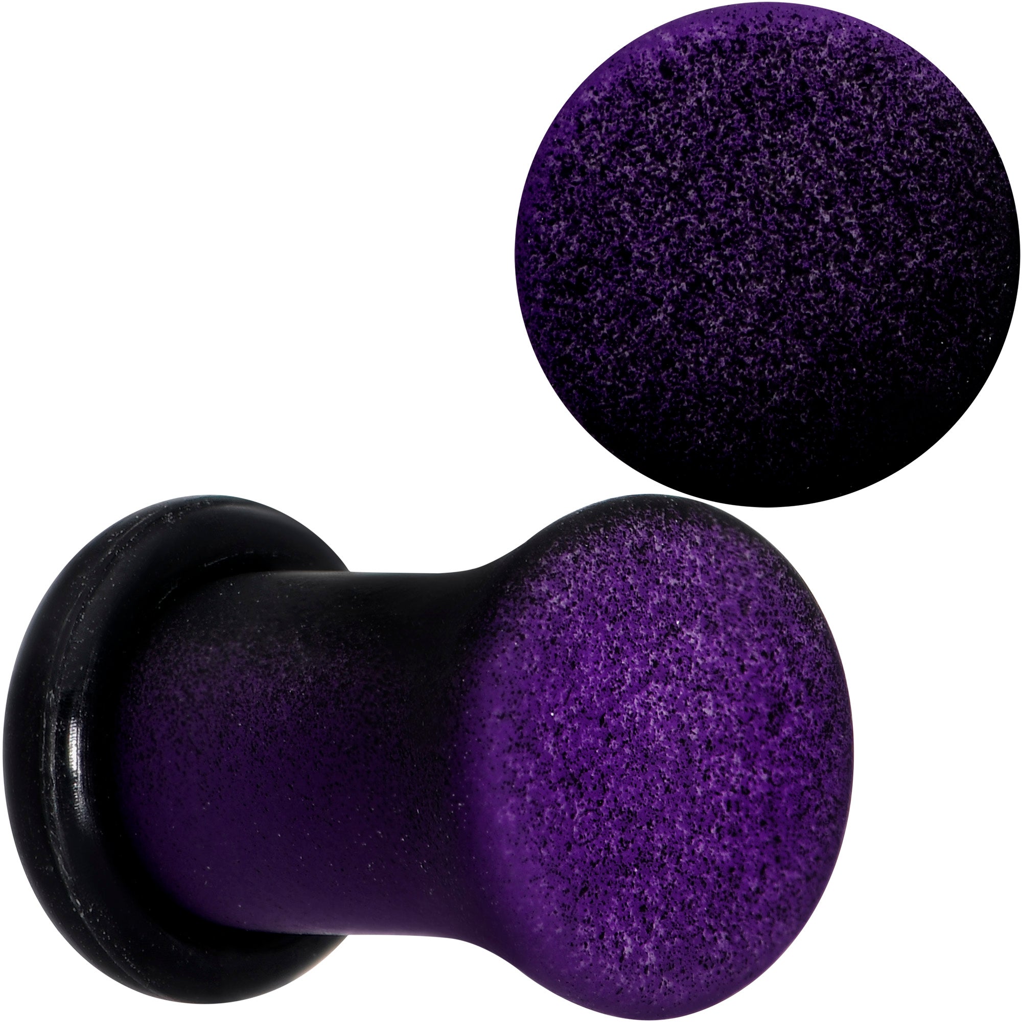 Black Purple Ombre Matte Acrylic Single Flare Plug Set Sizes 2mm-12mm