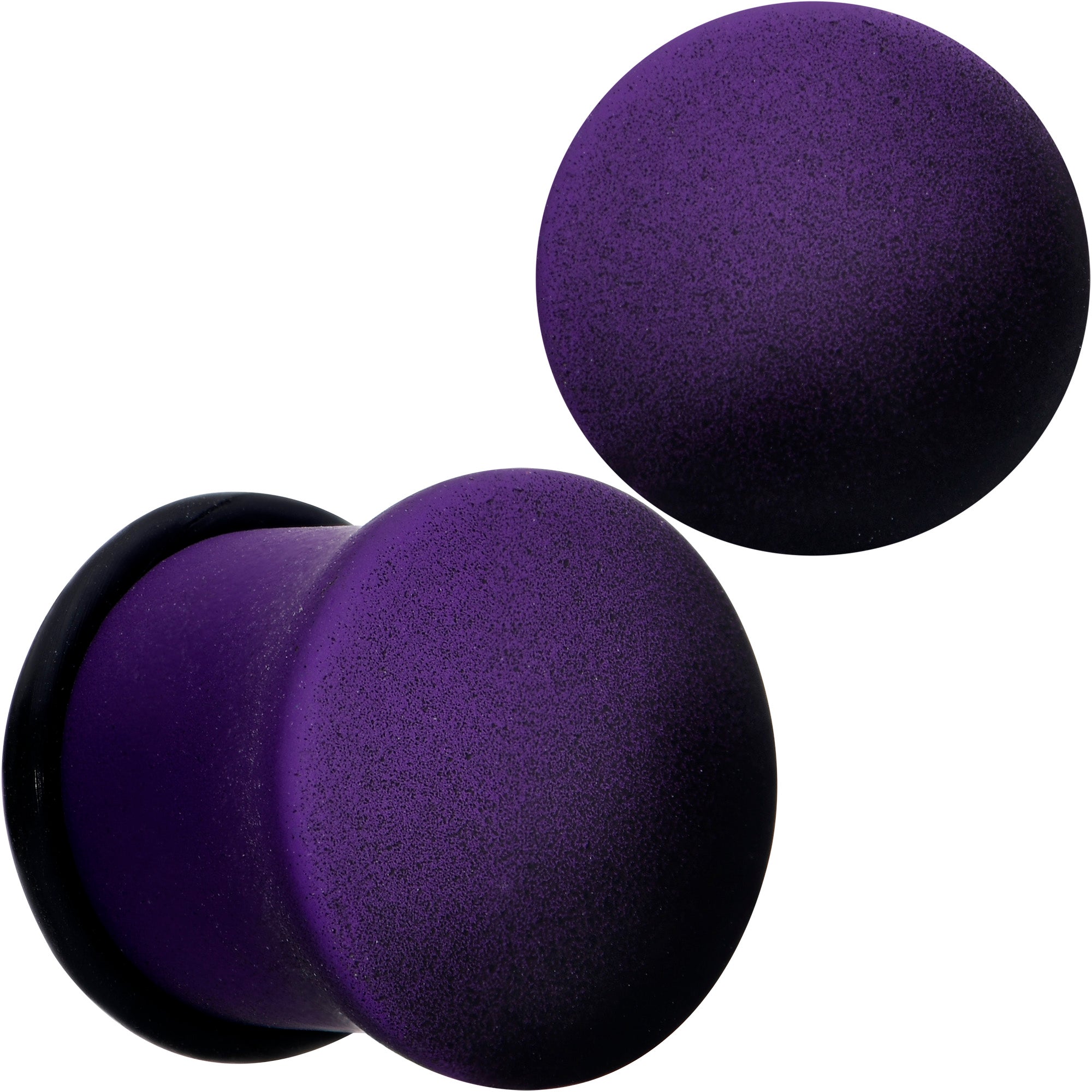 Black Purple Ombre Matte Acrylic Single Flare Plug Set Sizes 2mm-12mm