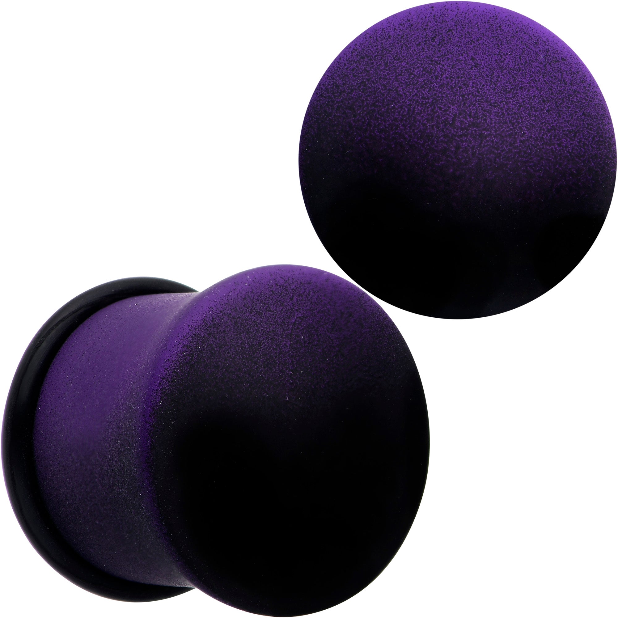 Black Purple Ombre Matte Acrylic Single Flare Plug Set Sizes 2mm-12mm