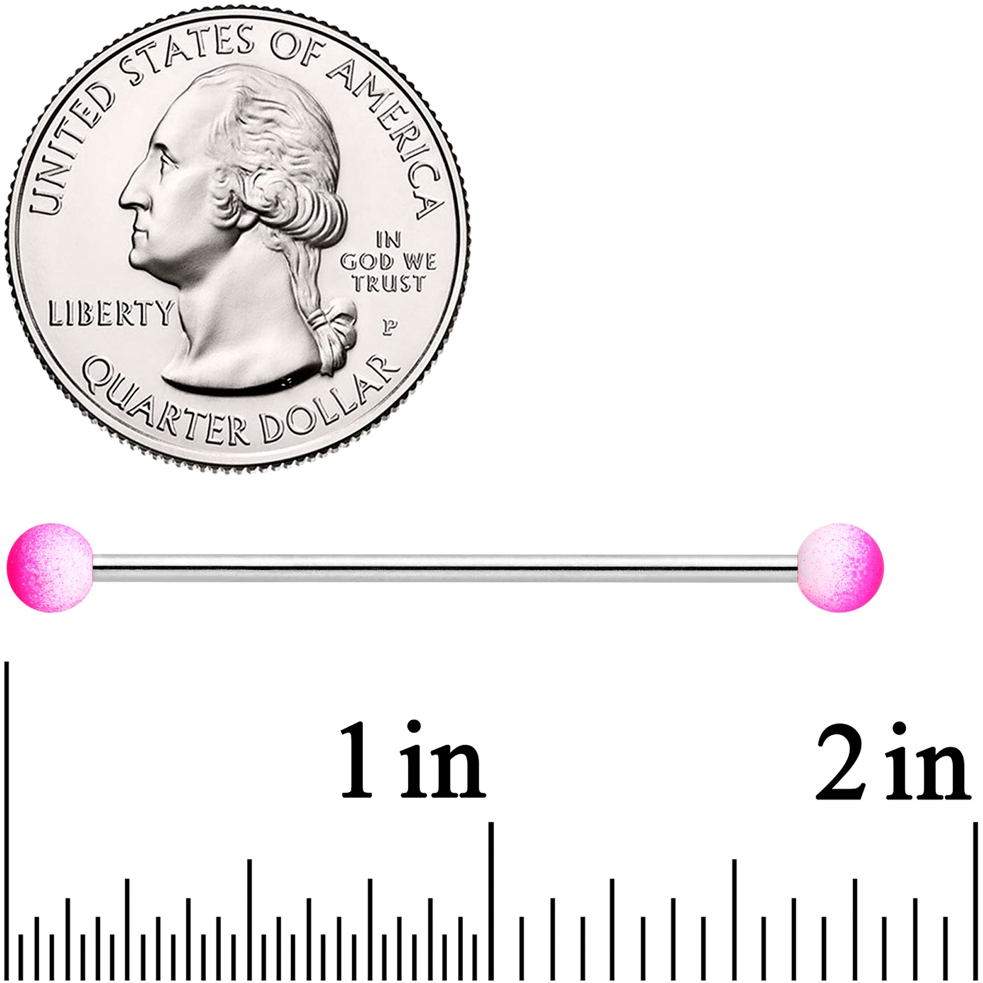 14 Gauge Pink White Ombre Soft Finish Industrial Barbell 38mm