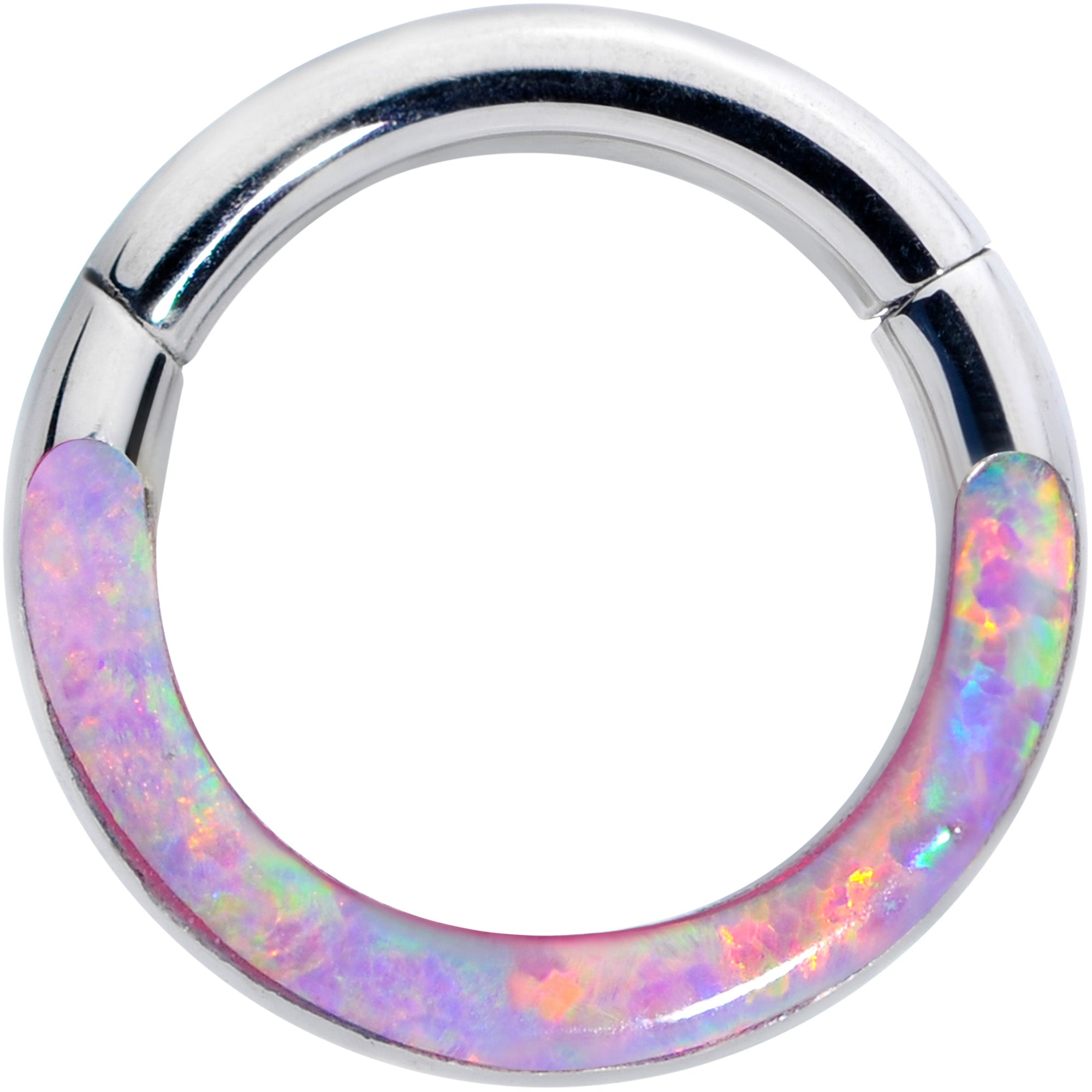 16 Gauge 1/4 Pink Synthetic Opal Implant Grade Titanium Segment Ring