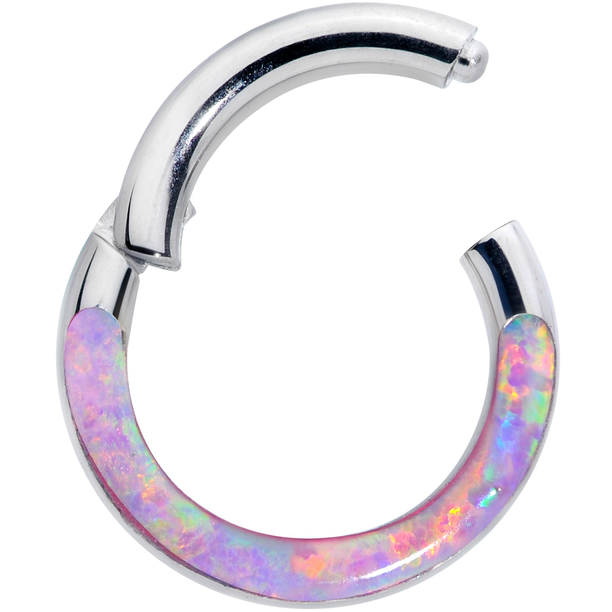 16 Gauge 1/4 Pink Synthetic Opal Implant Grade Titanium Segment Ring