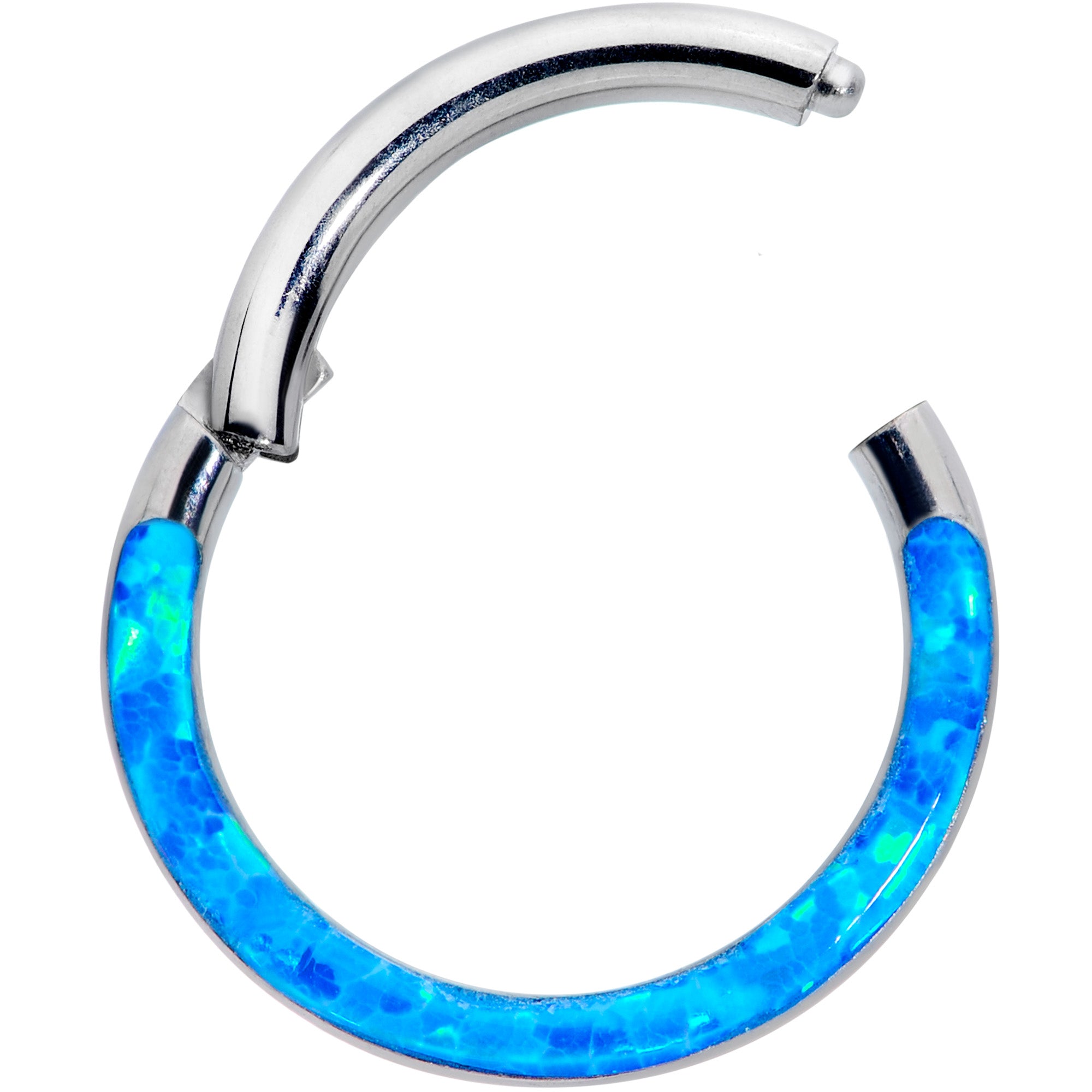 16 Gauge 5/16 Blue Synthetic Opal Implant Grade Titanium Segment Ring