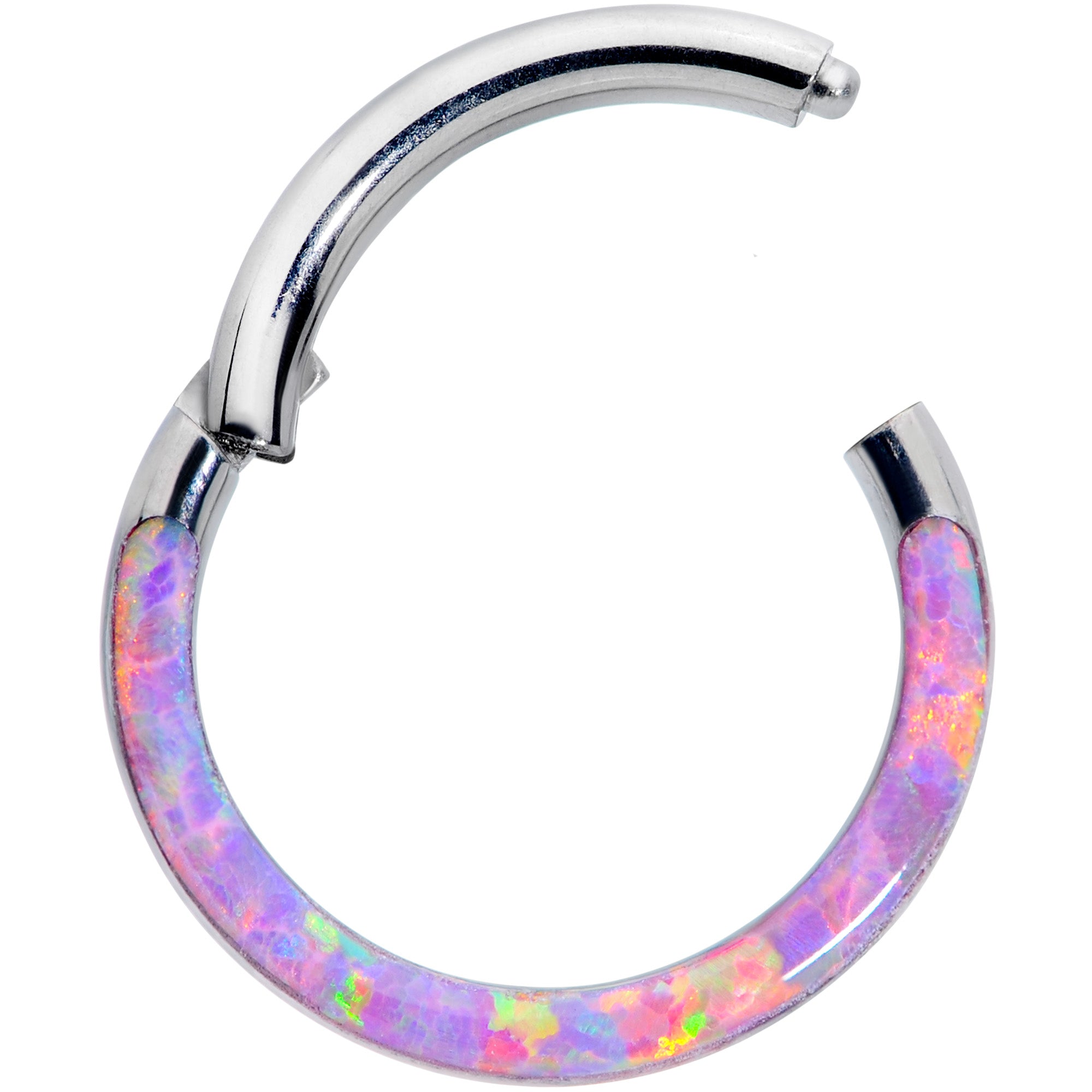 16 Gauge 5/16 Pink Synthetic Opal Implant Grade Titanium Segment Ring