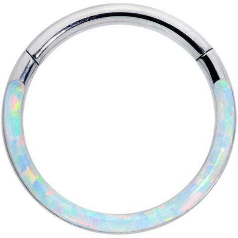 16 Gauge 3/8 White Synthetic Opal Implant Grade Titanium Segment Ring ...