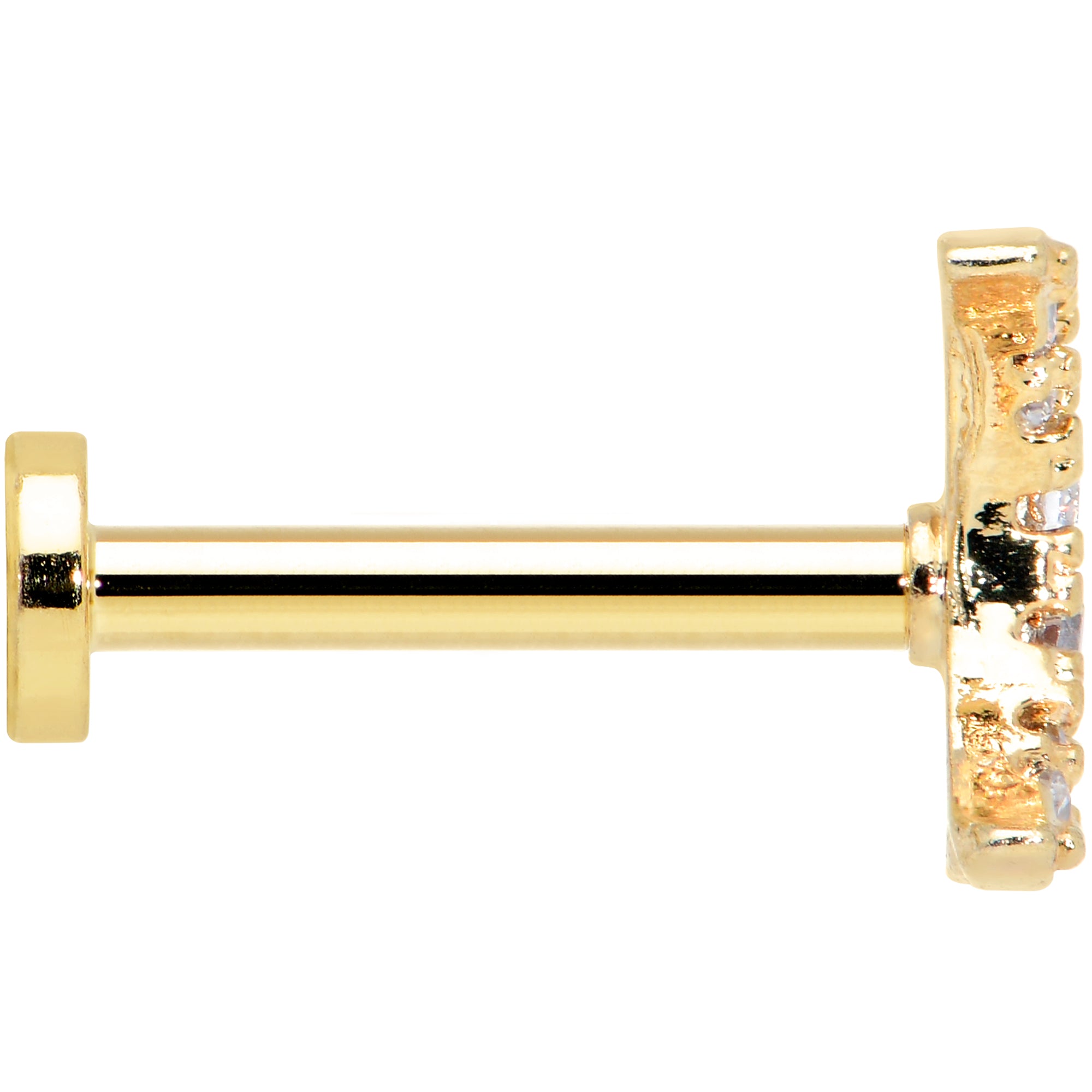 16 Gauge 5/16 Clear CZ Gem Gold Tone Moon Internal Thread Labret