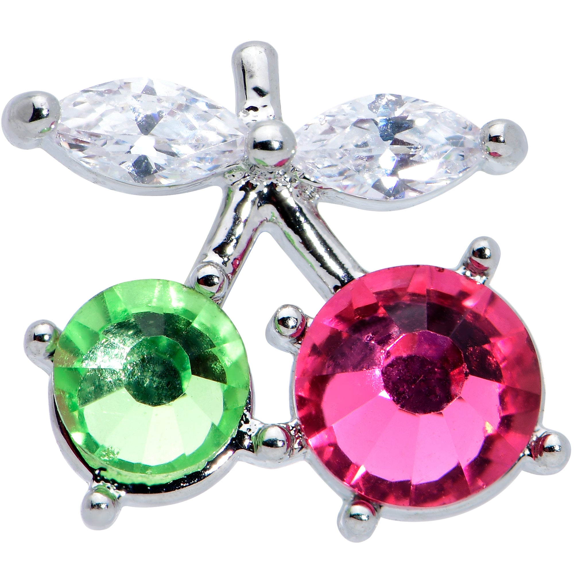 16 Gauge 1/4 Red Green CZ Gem Internal Thread Cherries Labret Tragus