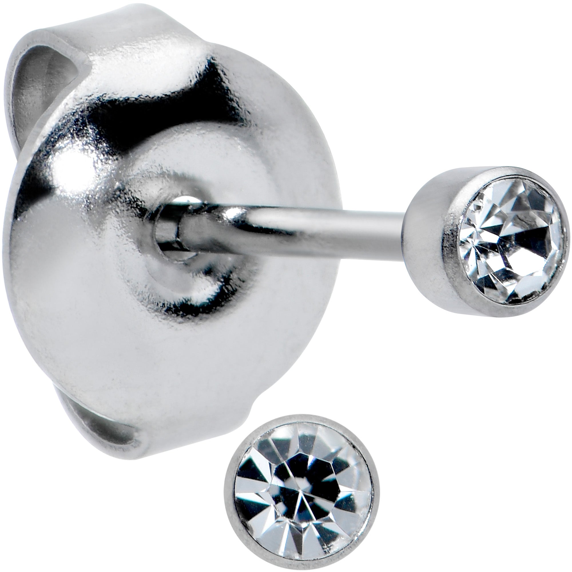 2.5mm Cubic Zirconia Bezel G23 Titanium Post Stud Earrings