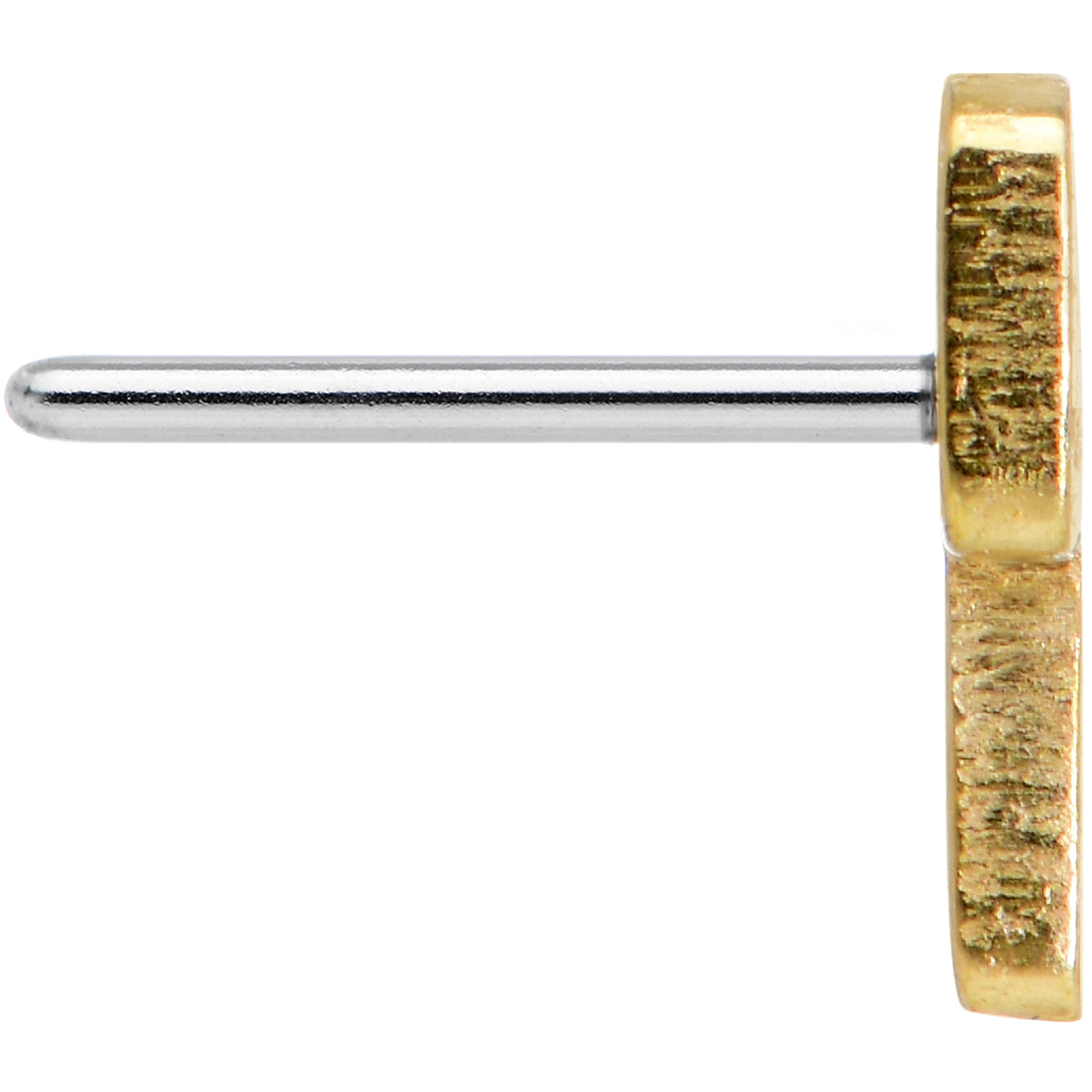 Implant Grade 23 Titanium Gold Tone Lightning Threadless Push In Top