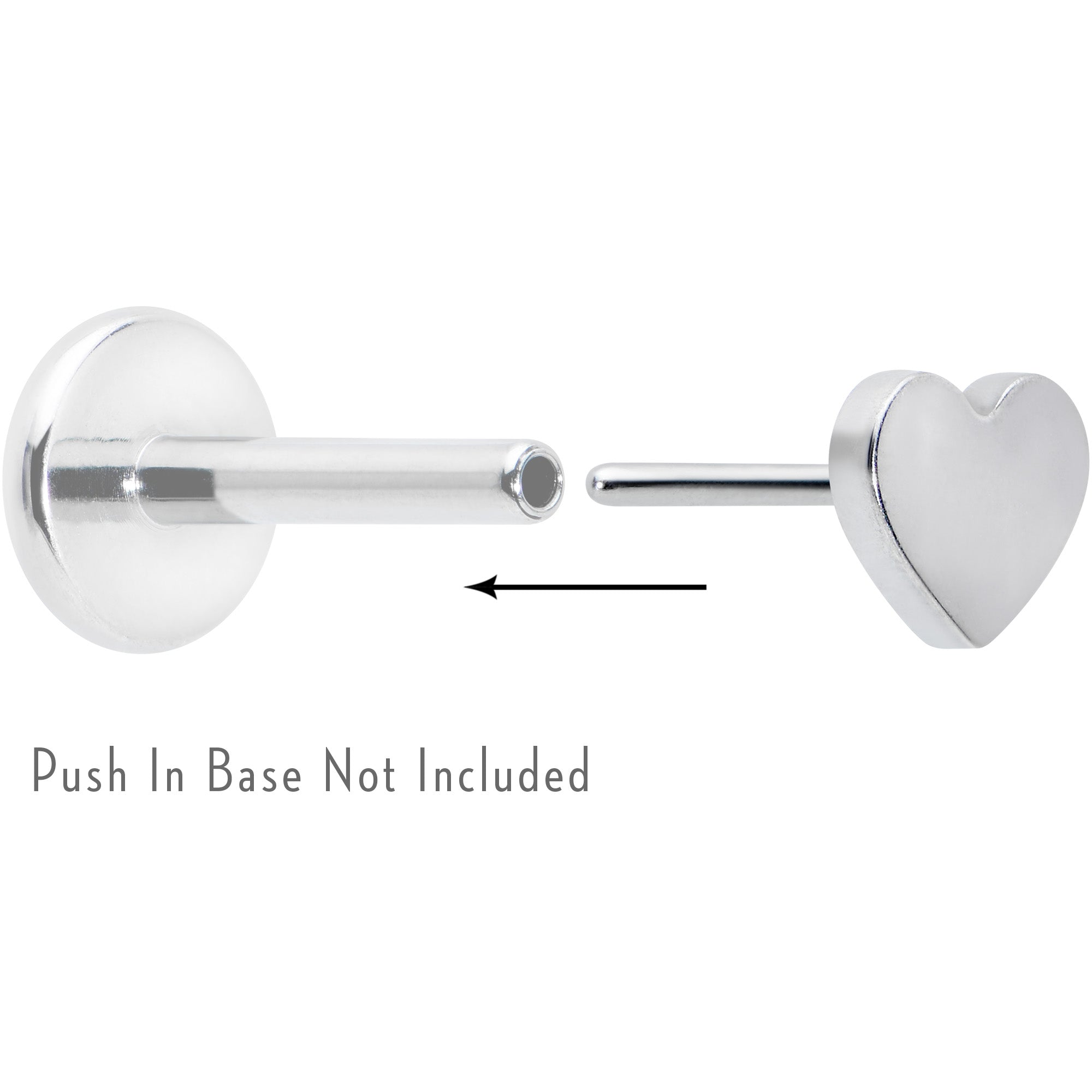 Implant Grade 23 Titanium Heart Threadless Push In Top