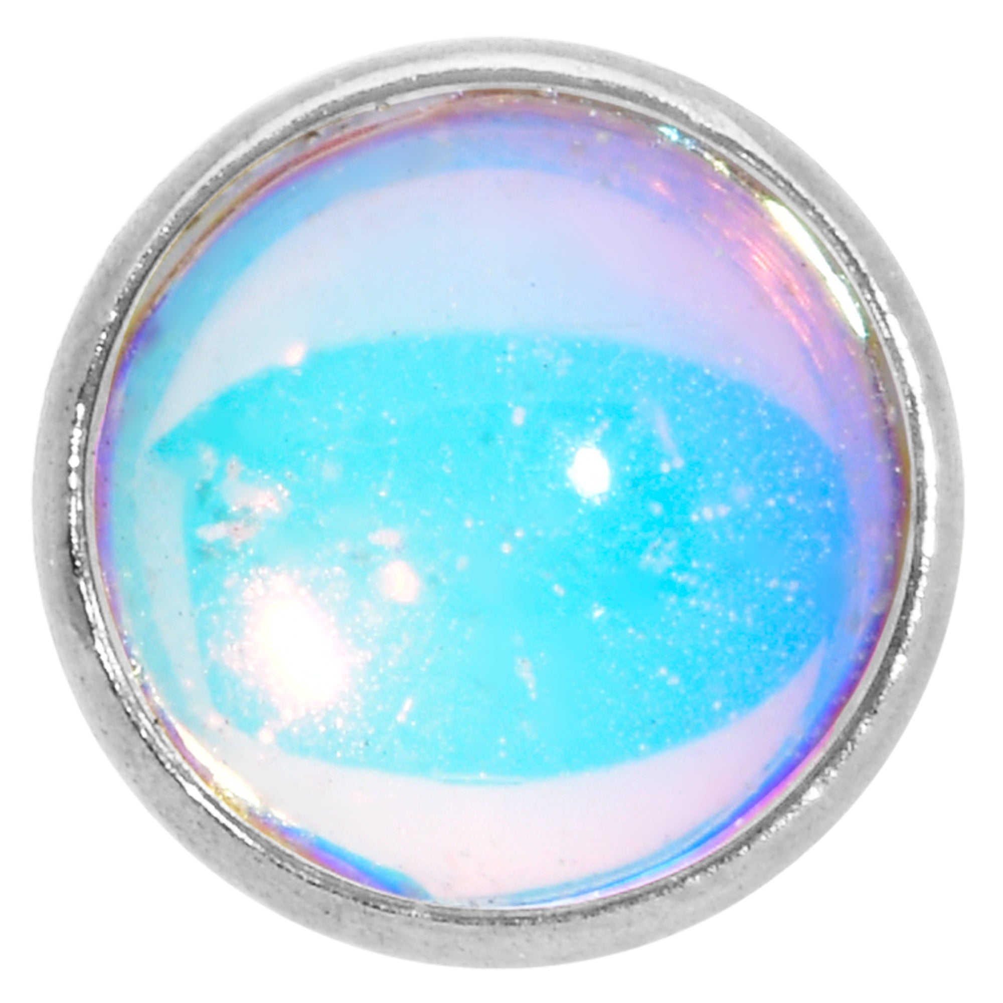 16 Gauge 1/4 Blue Faux Opal Internally Threaded Labret Monroe Tragus