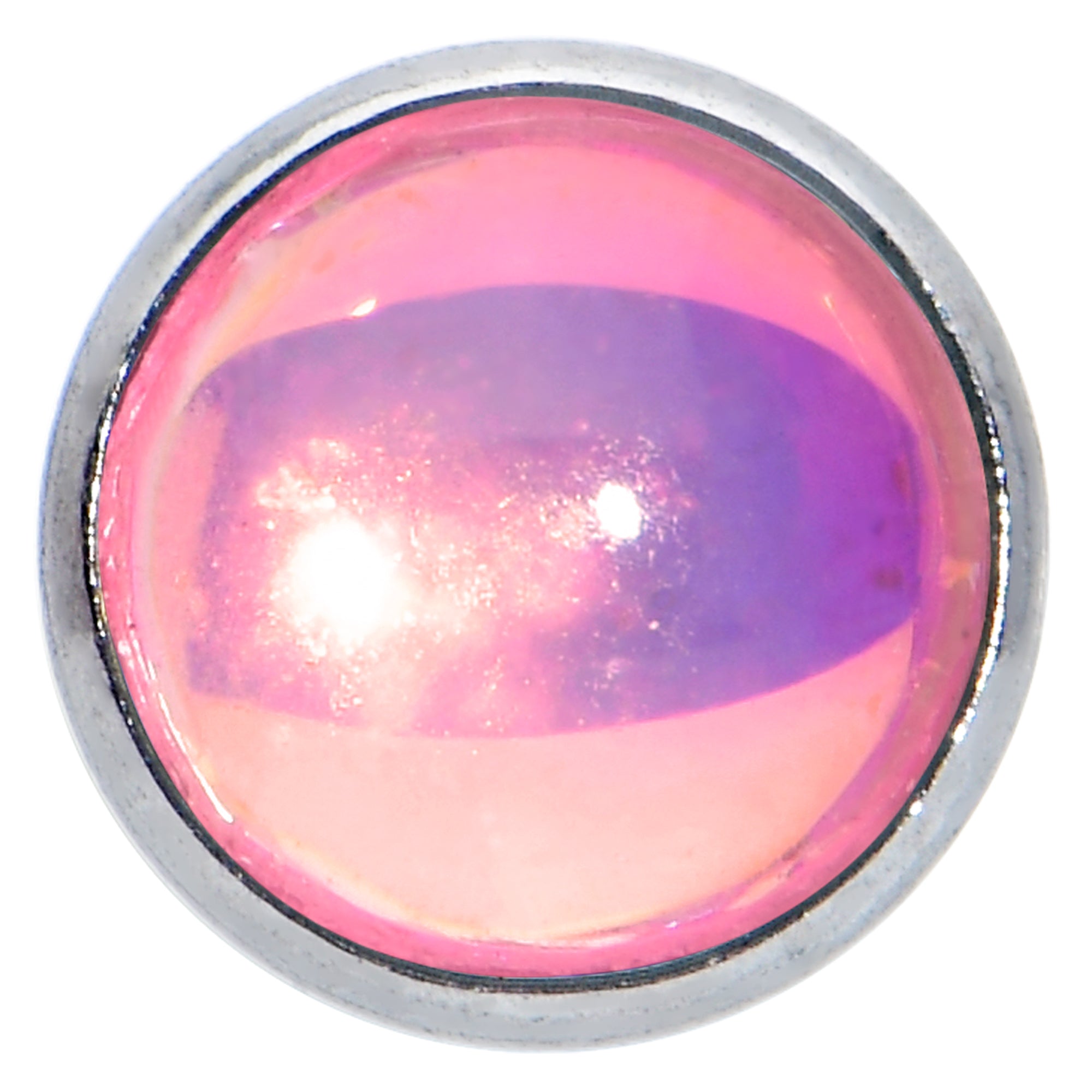 16 Gauge 1/4 Pink Faux Opal Internally Threaded Labret Monroe Tragus