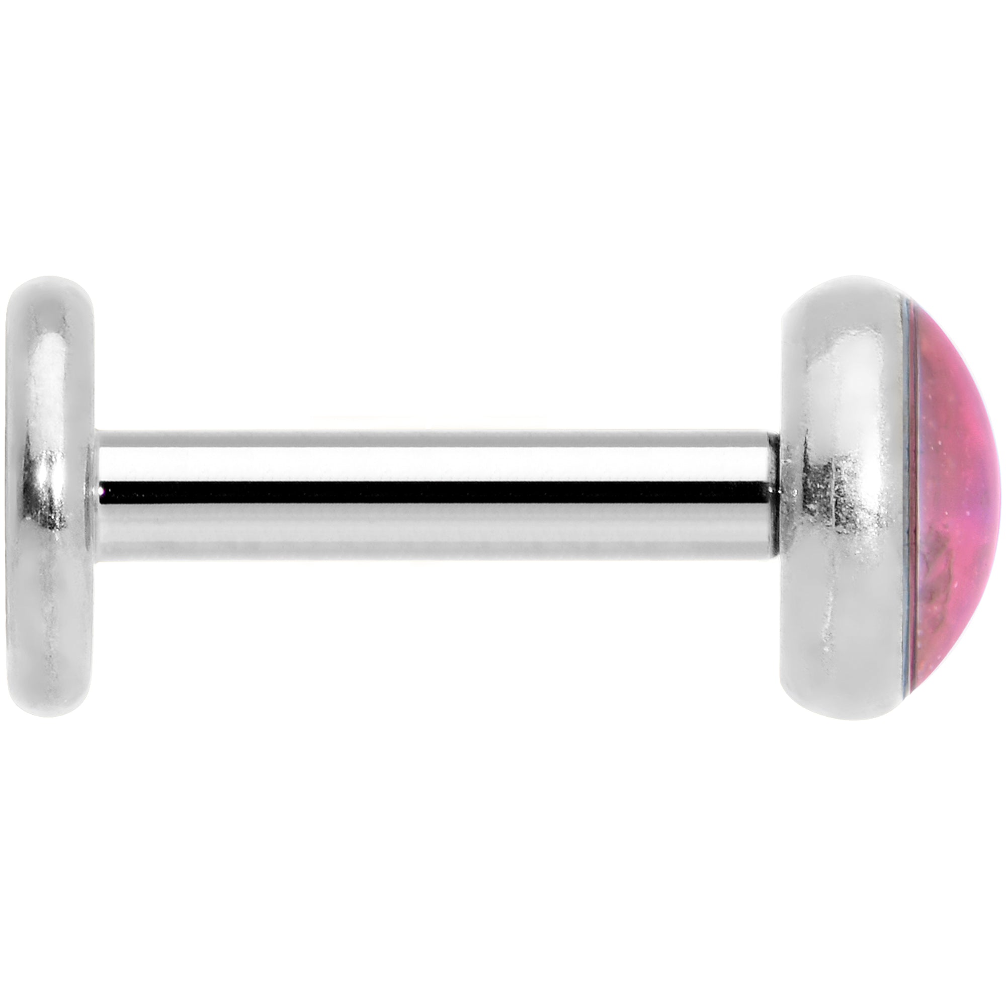 16 Gauge 1/4 Pink Faux Opal Internally Threaded Labret Monroe Tragus