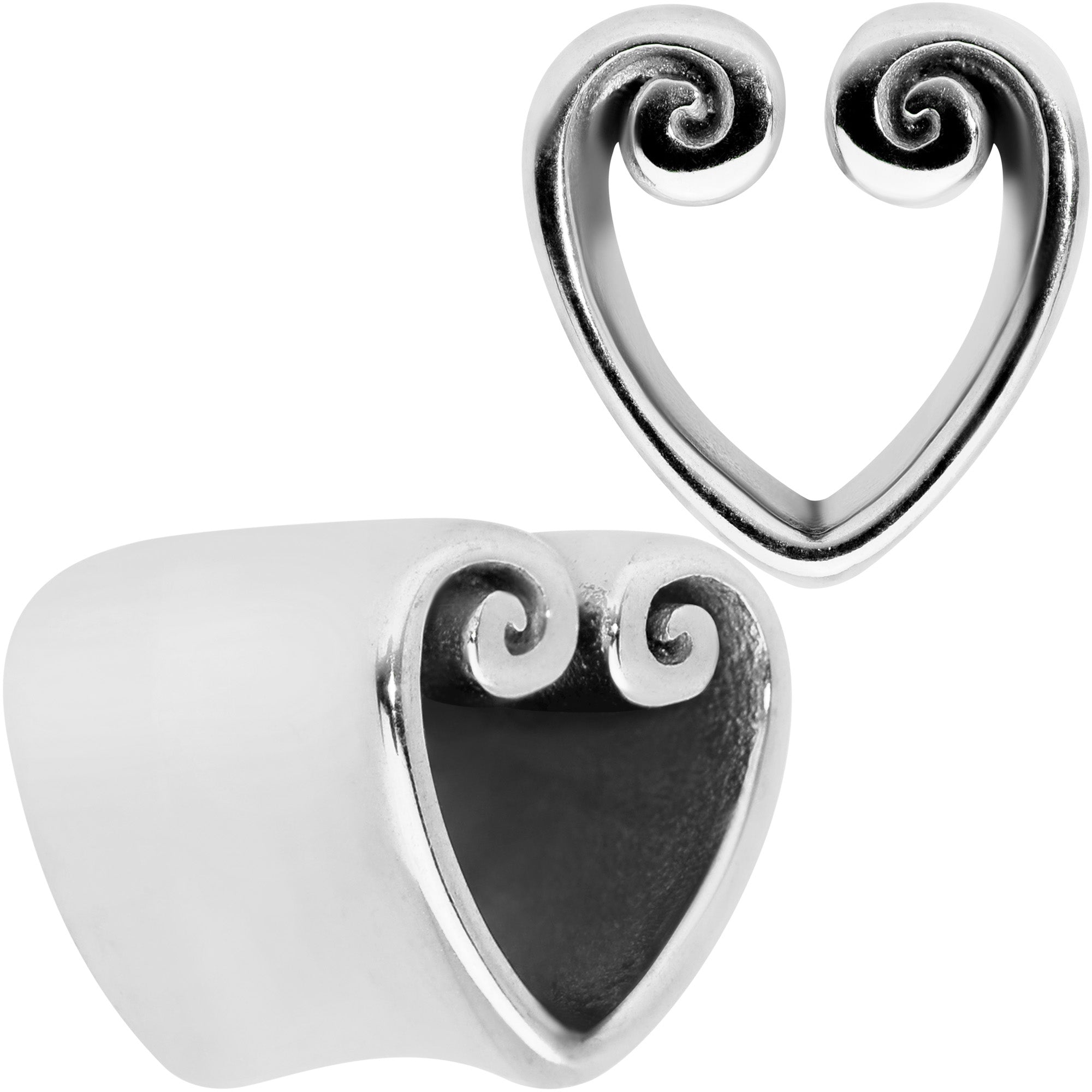 Curled Heart Valentines Day Tunnel Plug Set