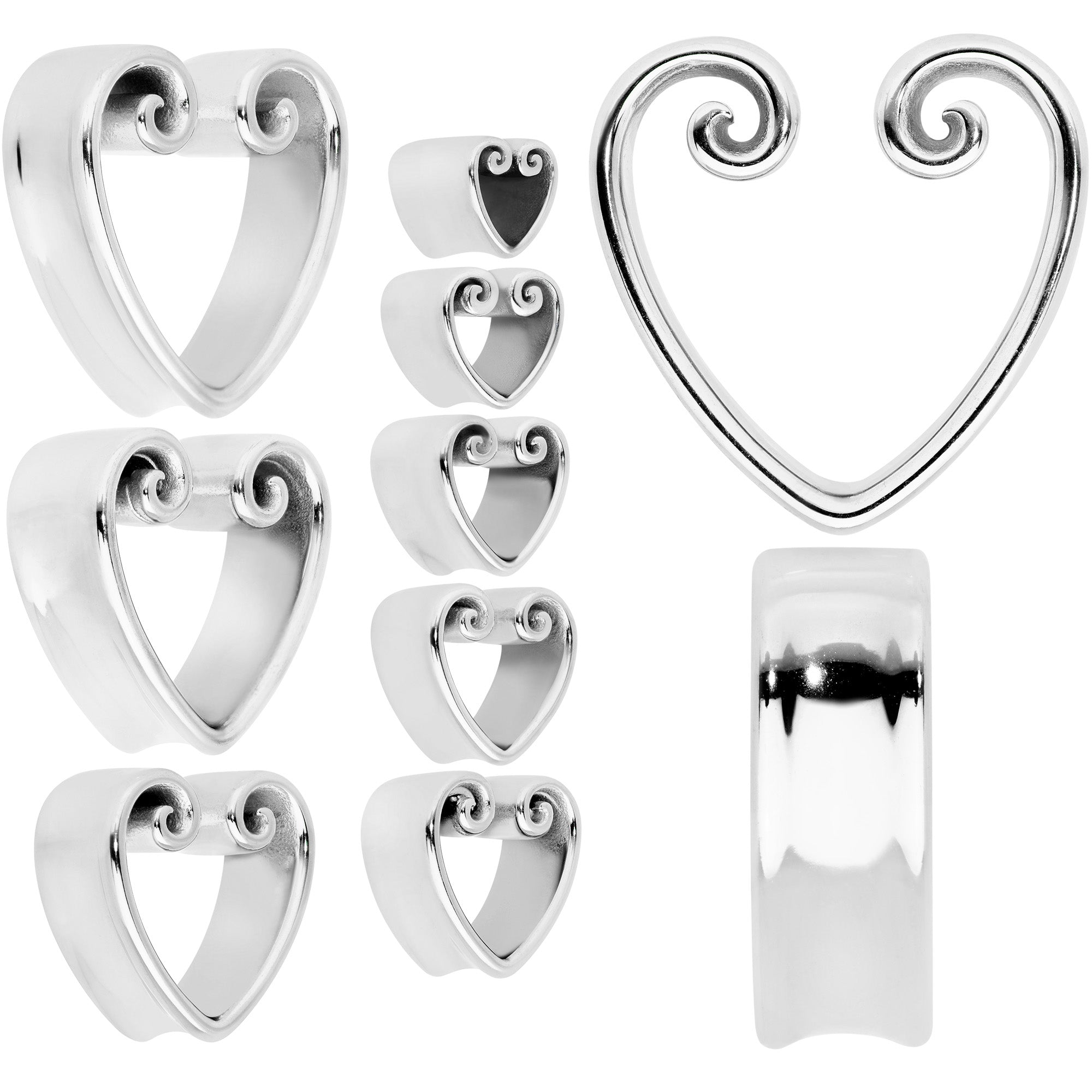 Curled Heart Valentines Day Tunnel Plug Set