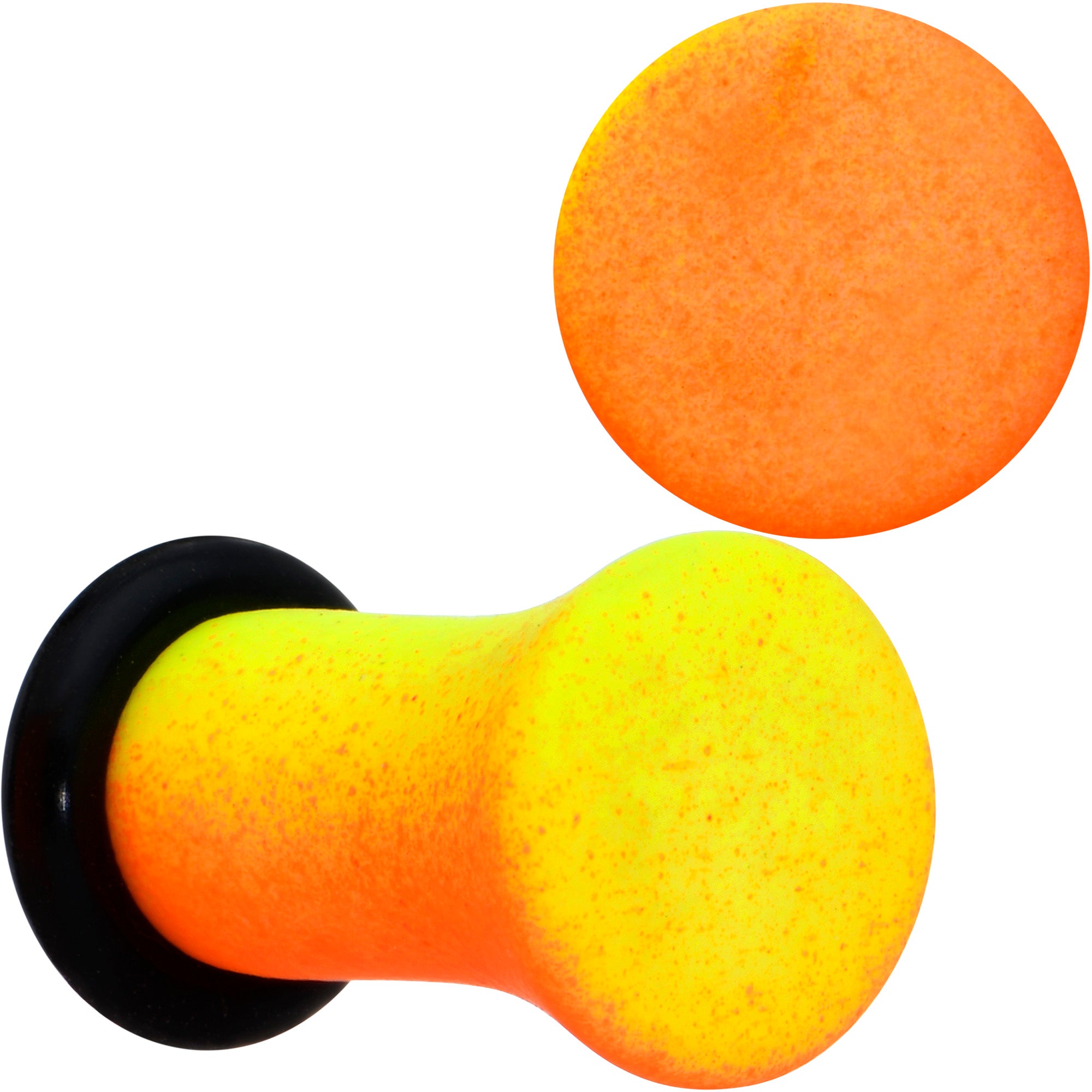 Orange Yellow Ombre Matte Acrylic Single Flare Plug Set Sizes 2mm-12mm