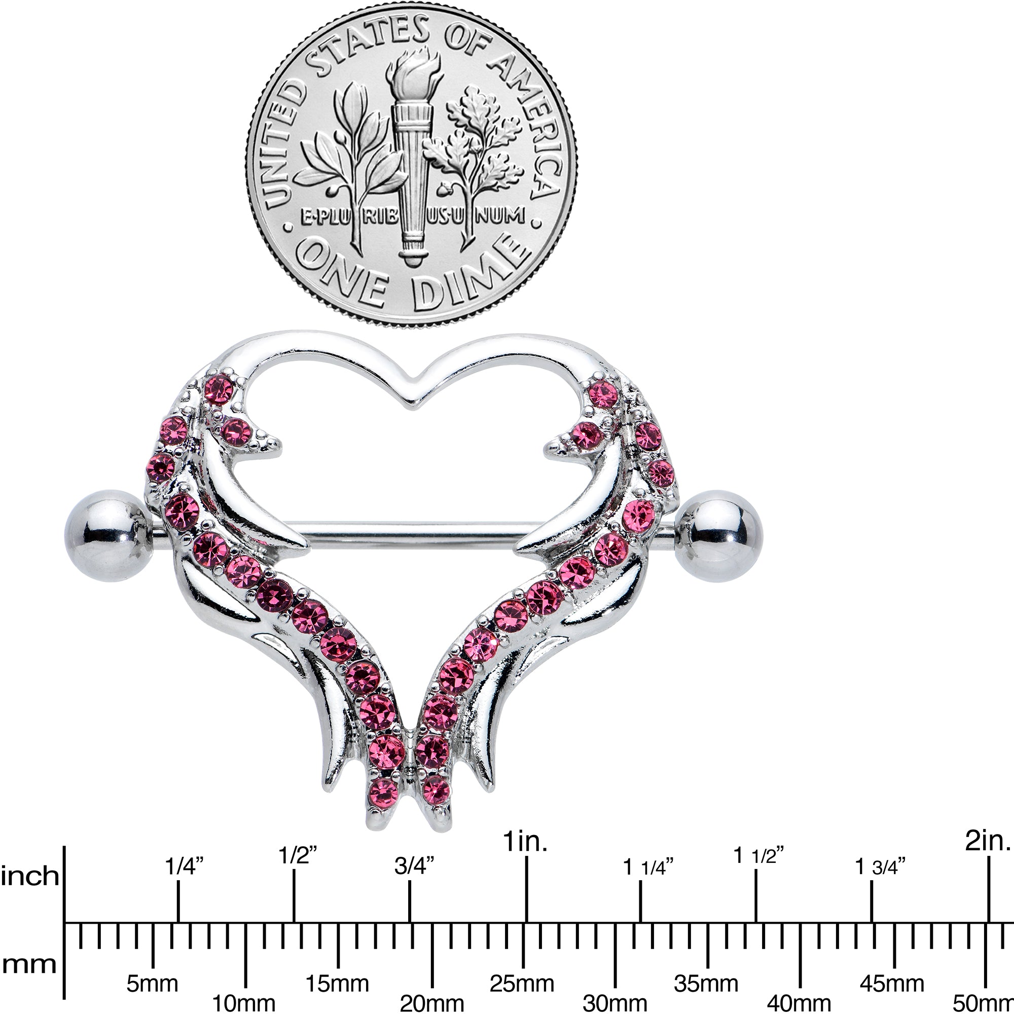 14 Gauge 5/8 Devil Heart Valentine Nipple Shield Set