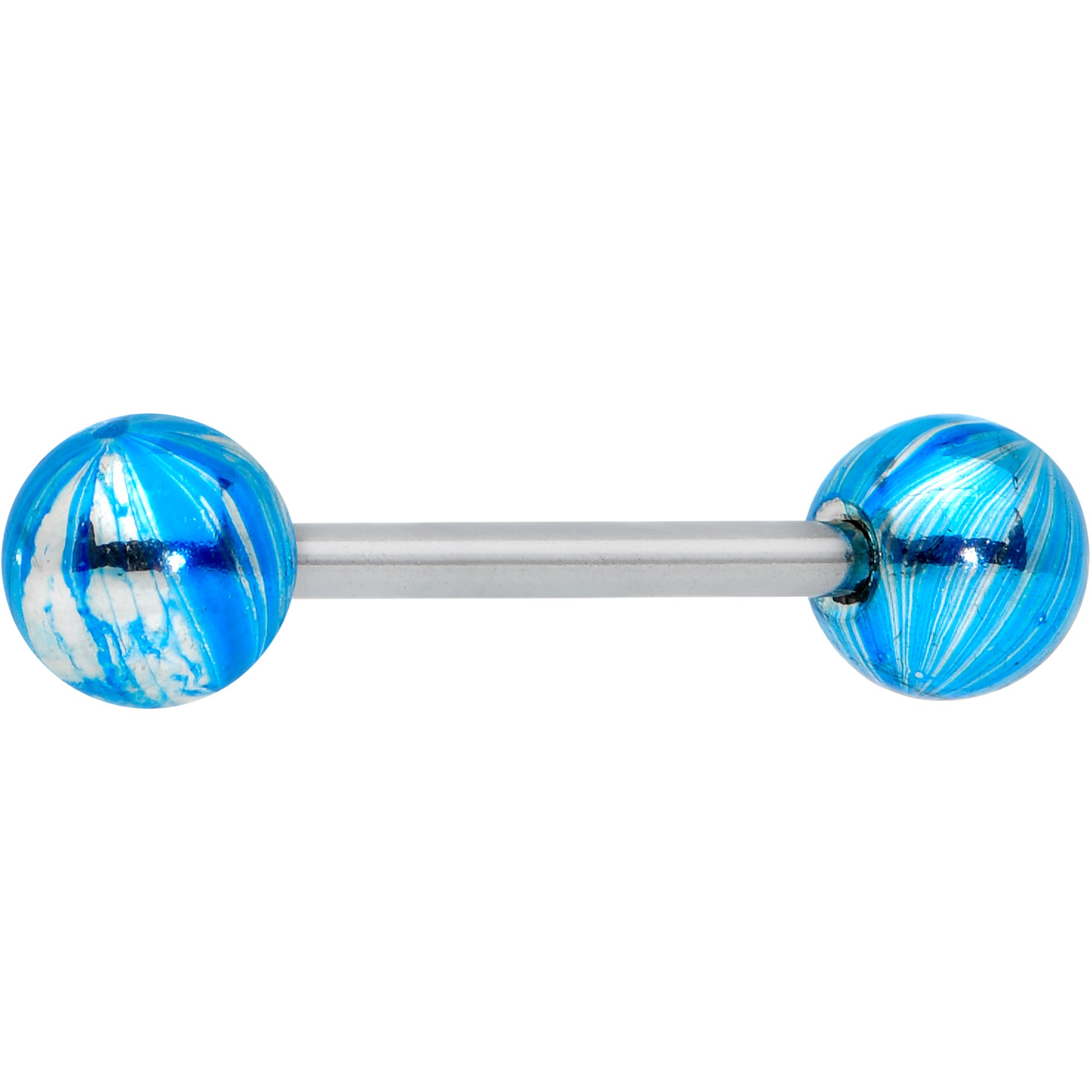 Light Blue Iridescent Finish Barbell Tongue Ring