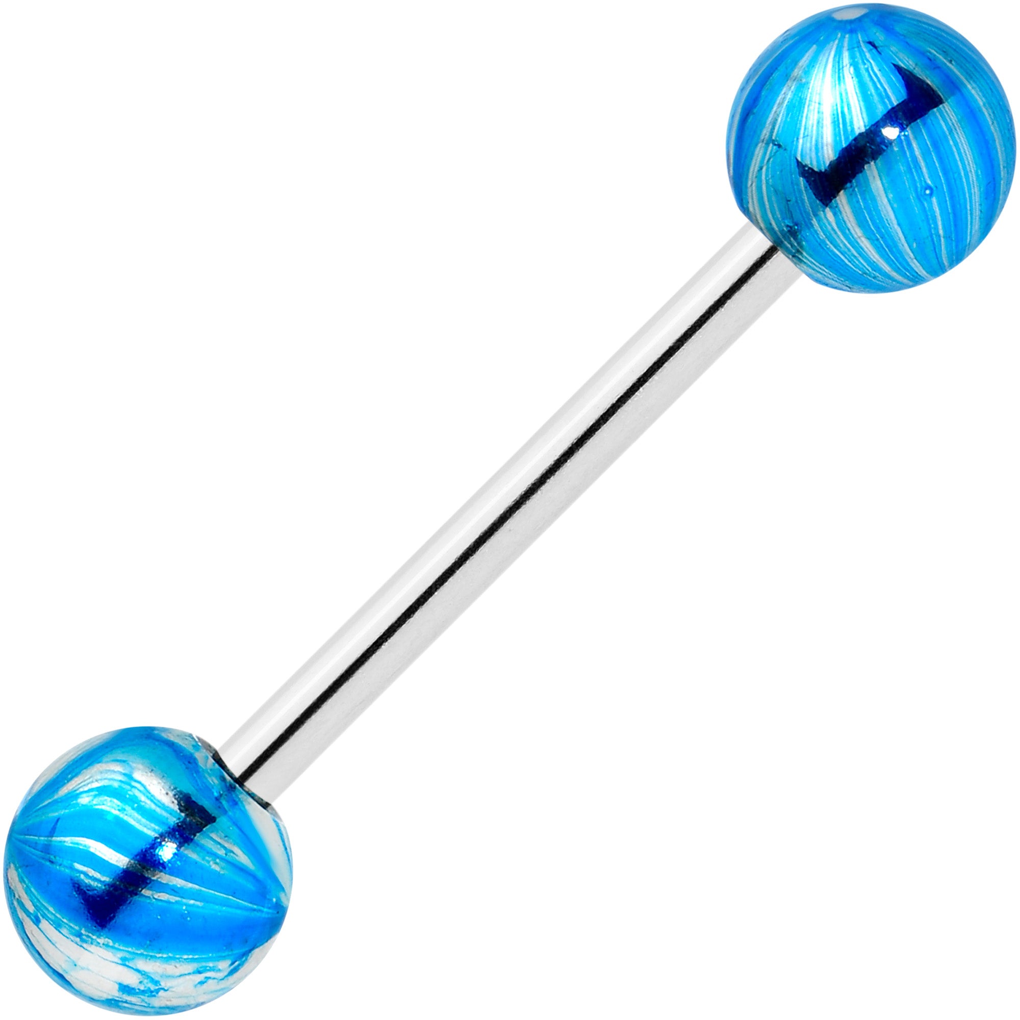 Light Blue Iridescent Finish Barbell Tongue Ring