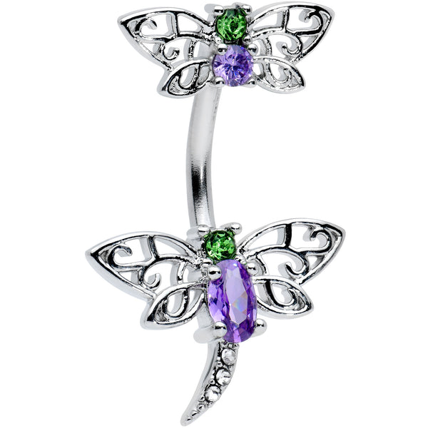 Dragonfly navel ring - blue wings, multiple tail | Jewelry Eshop