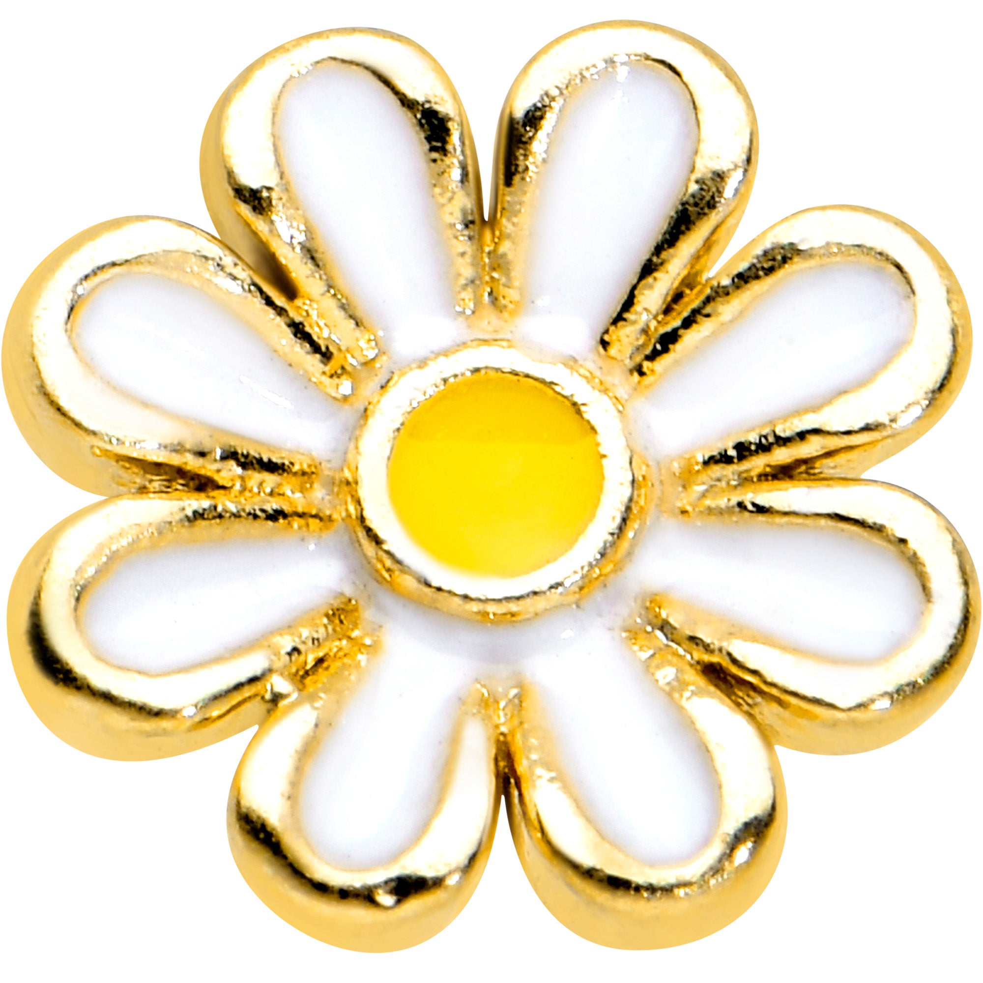 20 Gauge 1/4 Gold Tone Whimsical Daisy Flower Nose Bone