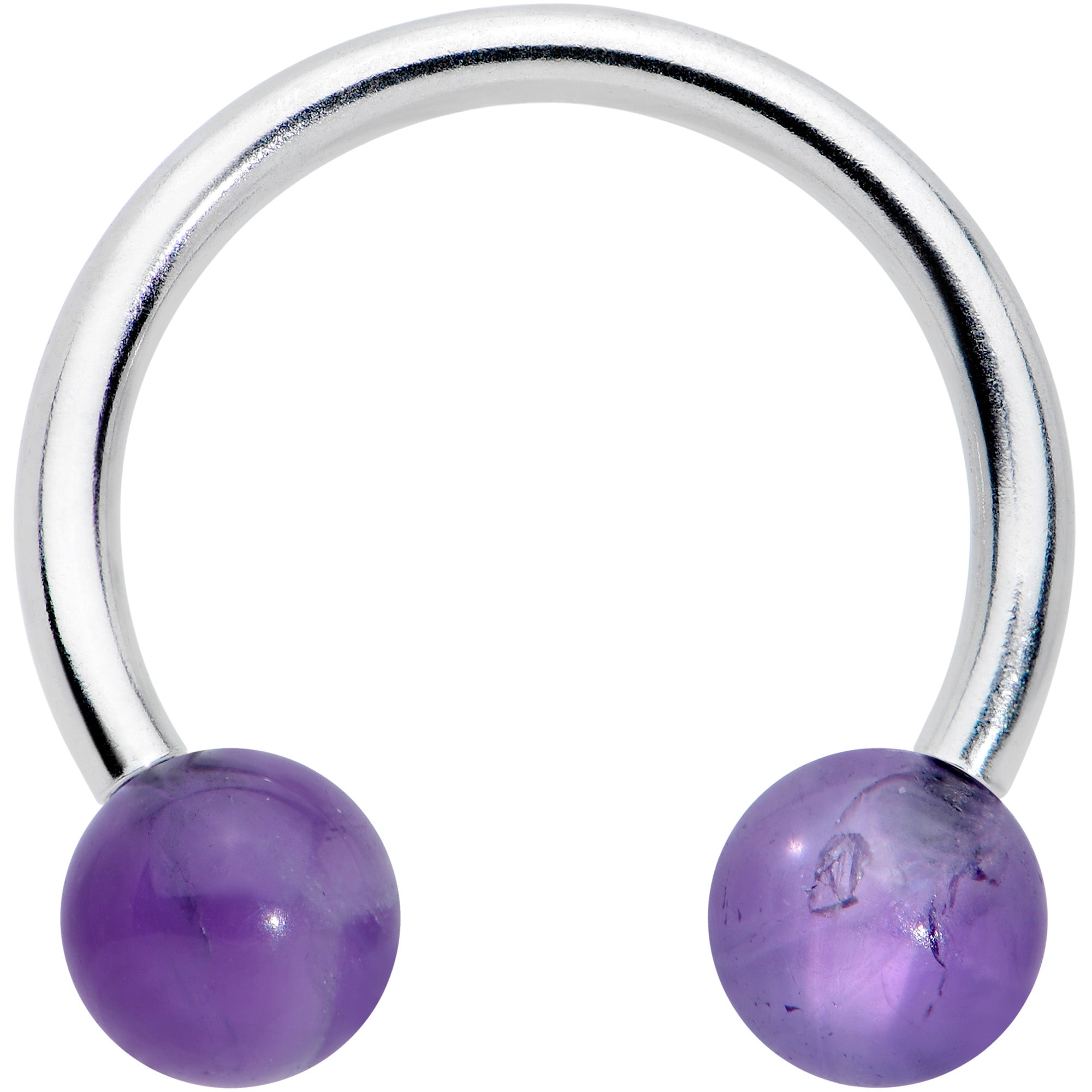 16 Gauge 3/8  Purple Stone Ball End Internally Threaded Horseshoe