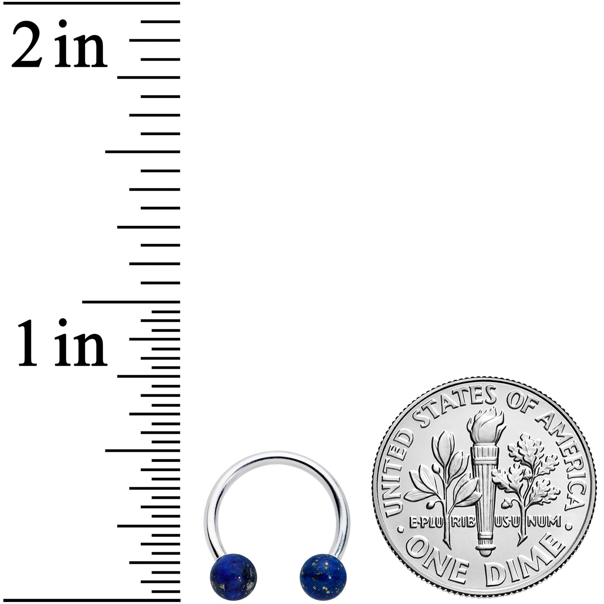 16 Gauge 3/8 Blue Stone Ball End Internally Threaded Horseshoe