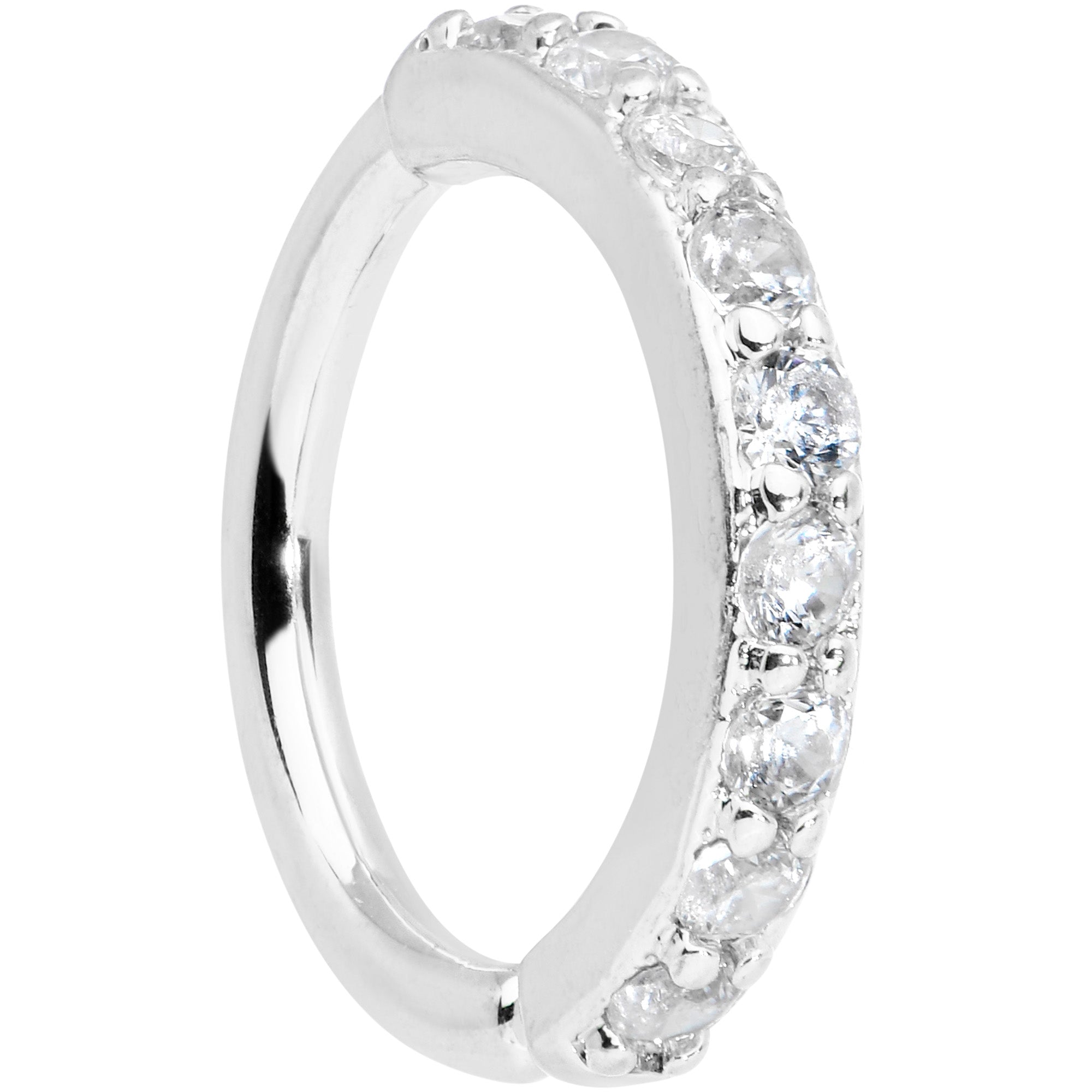 16 Gauge 5/16 Clear CZ Gem Forward Facing Closure Ring