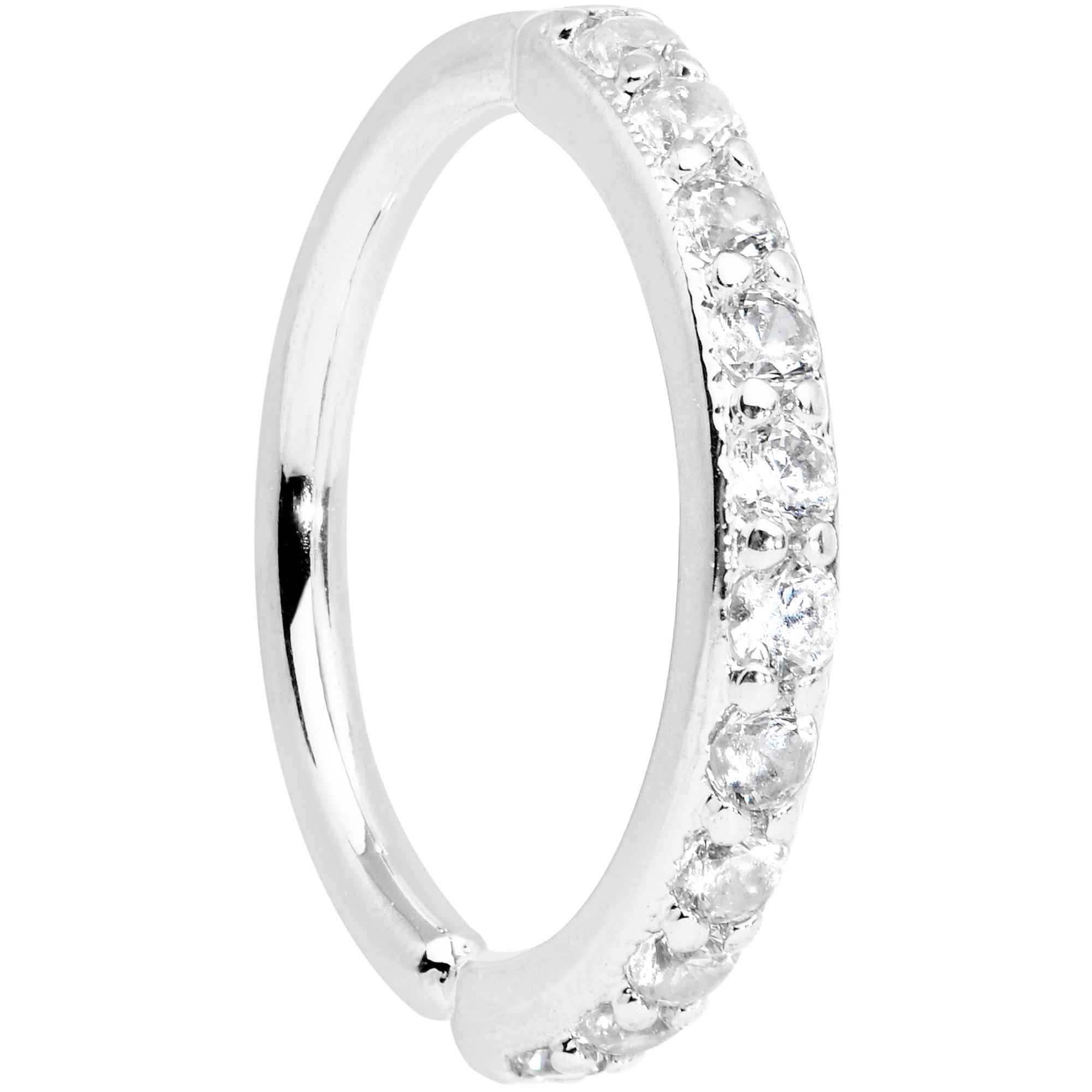 16 Gauge 3/8 Clear CZ Gem Forward Facing Closure Ring