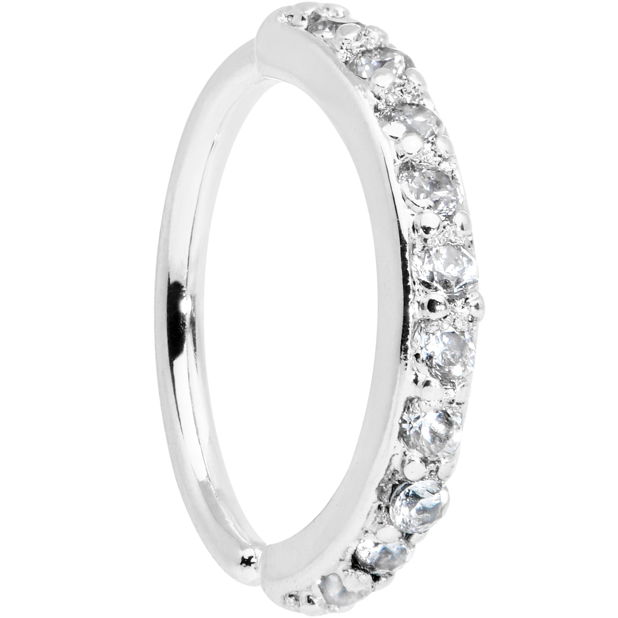 18 Gauge 5/16 Clear CZ Gem Forward Facing Closure Ring