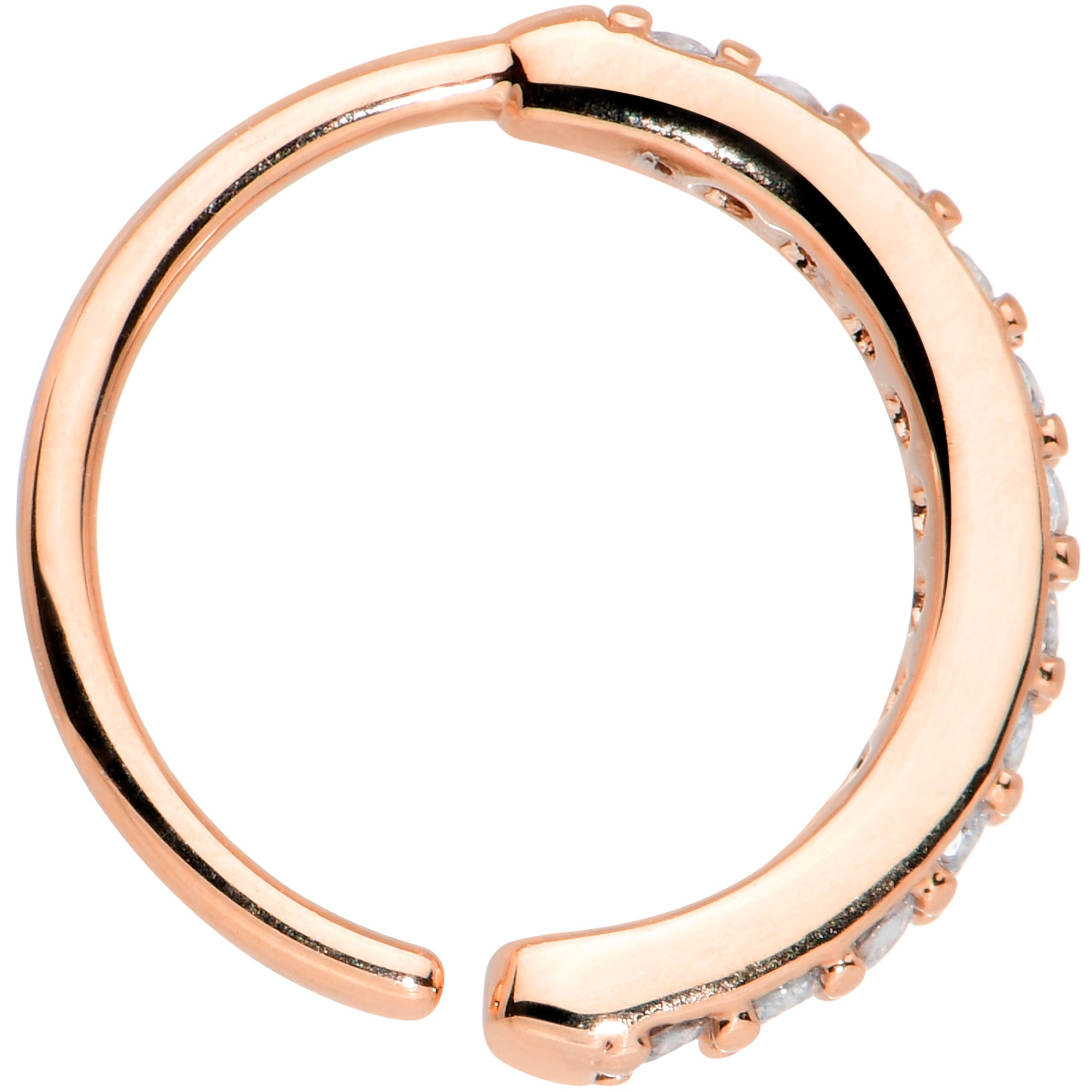 20 Gauge 5/16 Clear CZ Gem Rose Gold Tone Forward Facing Nose Hoop