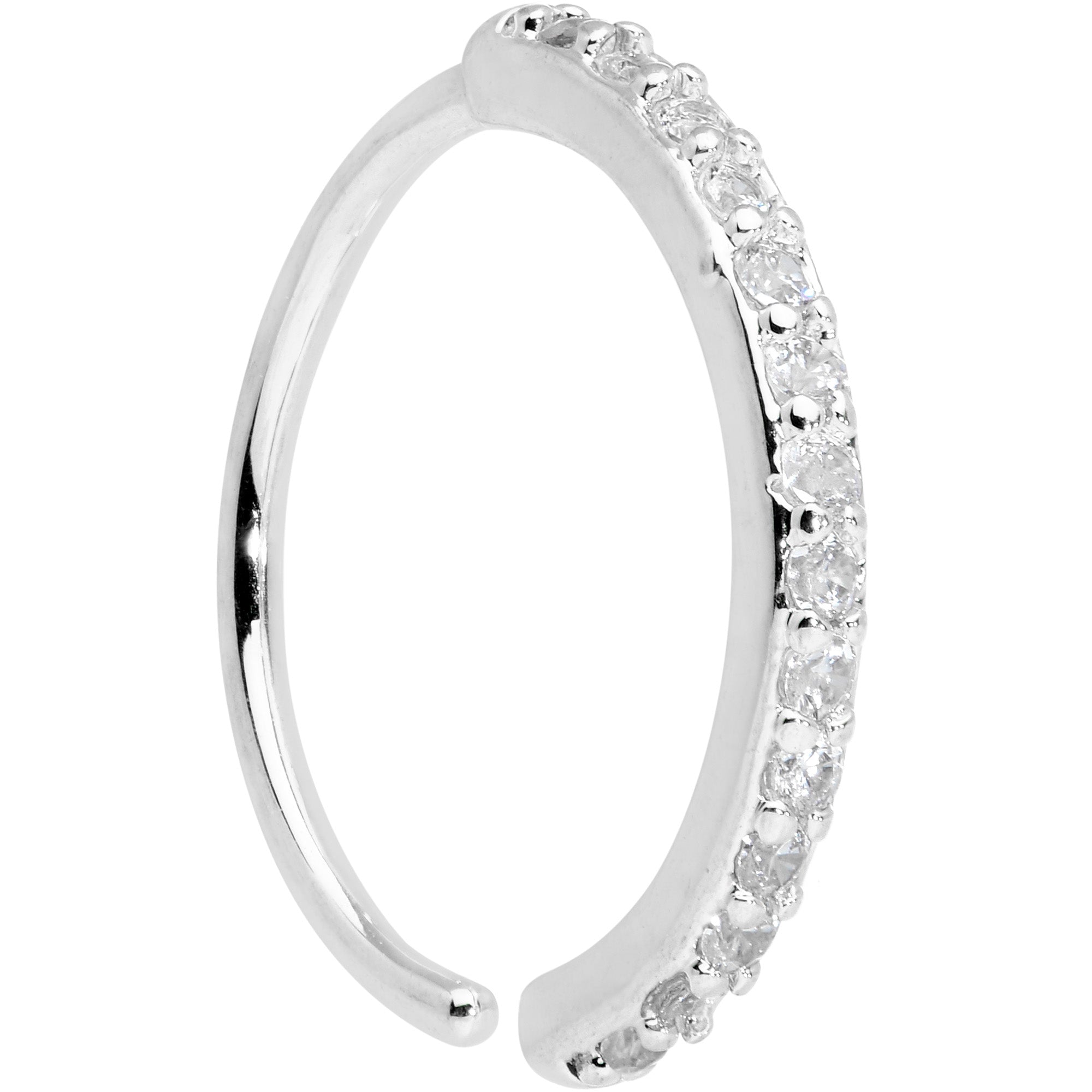 20 Gauge 3/8 Clear CZ Gem Forward Facing Nose Hoop