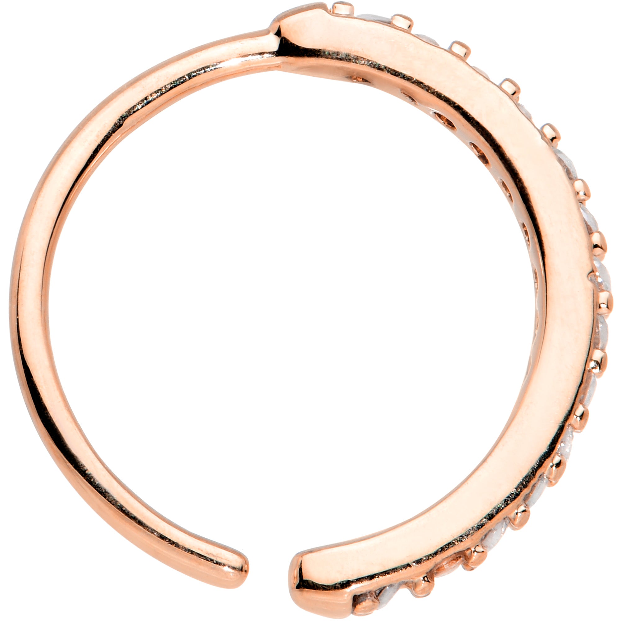 20 Gauge 3/8 Clear CZ Gem Rose Gold Tone Forward Facing Nose Hoop