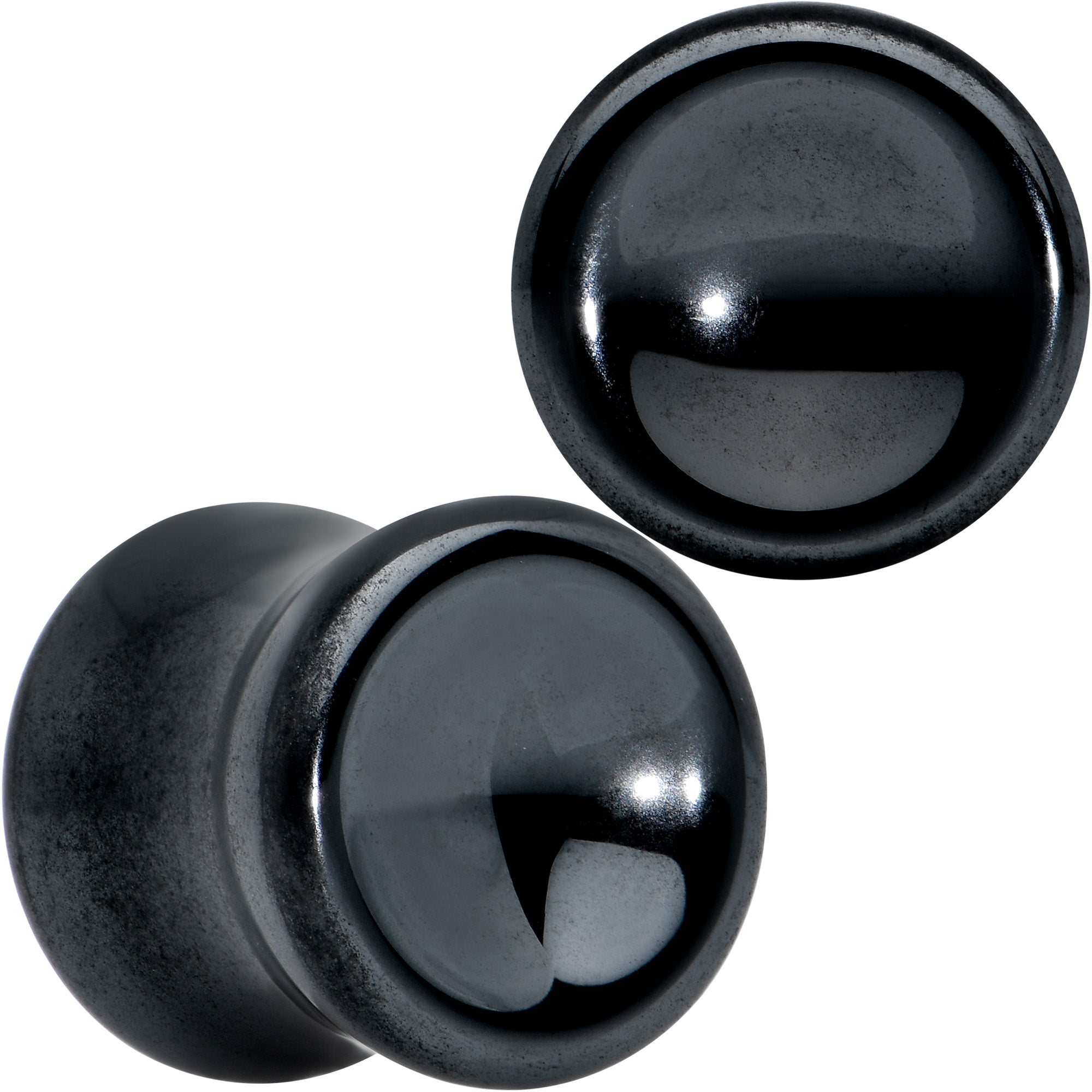 Black Hematite Concave Saddle Plug Set