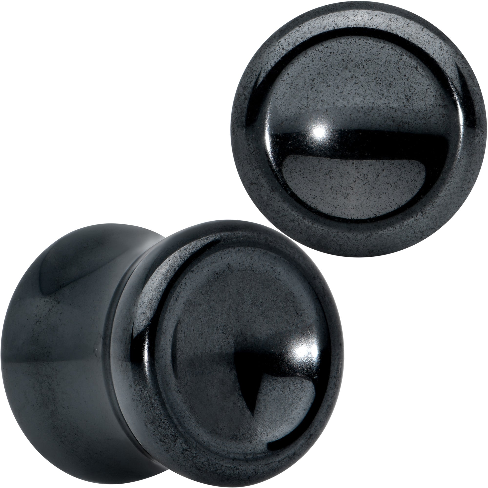 Black Hematite Concave Saddle Plug Set