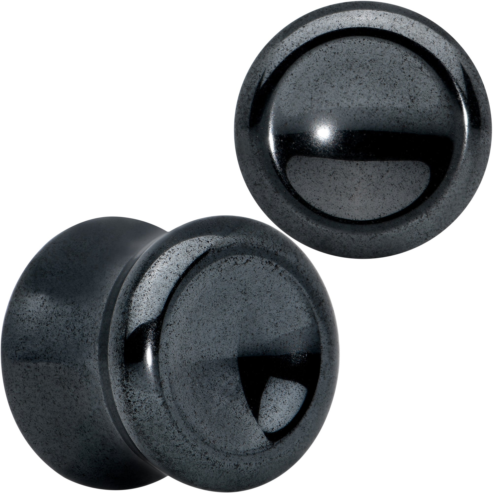 Black Hematite Concave Saddle Plug Set