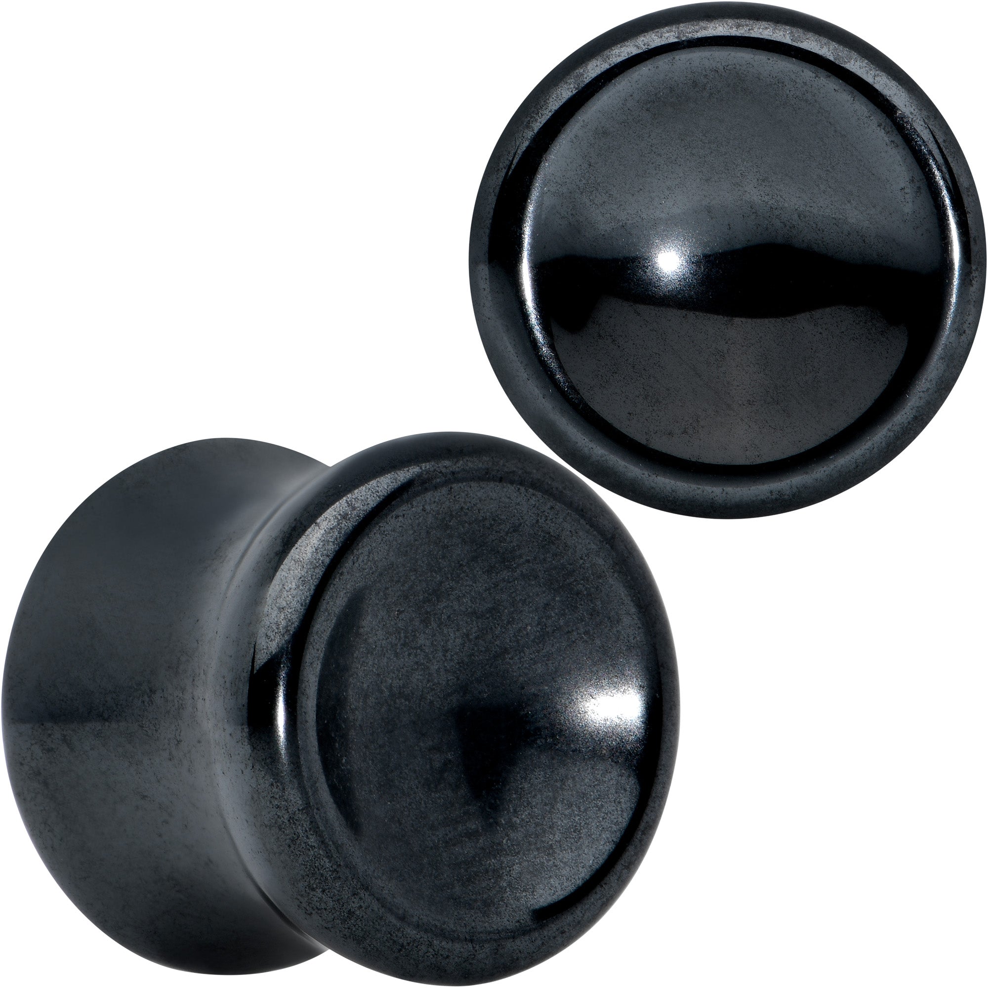 Black Hematite Concave Saddle Plug Set