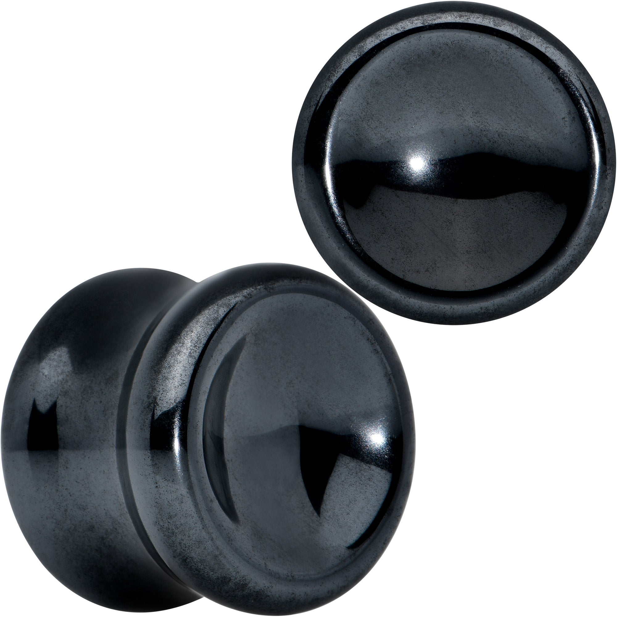 Black Hematite Concave Saddle Plug Set