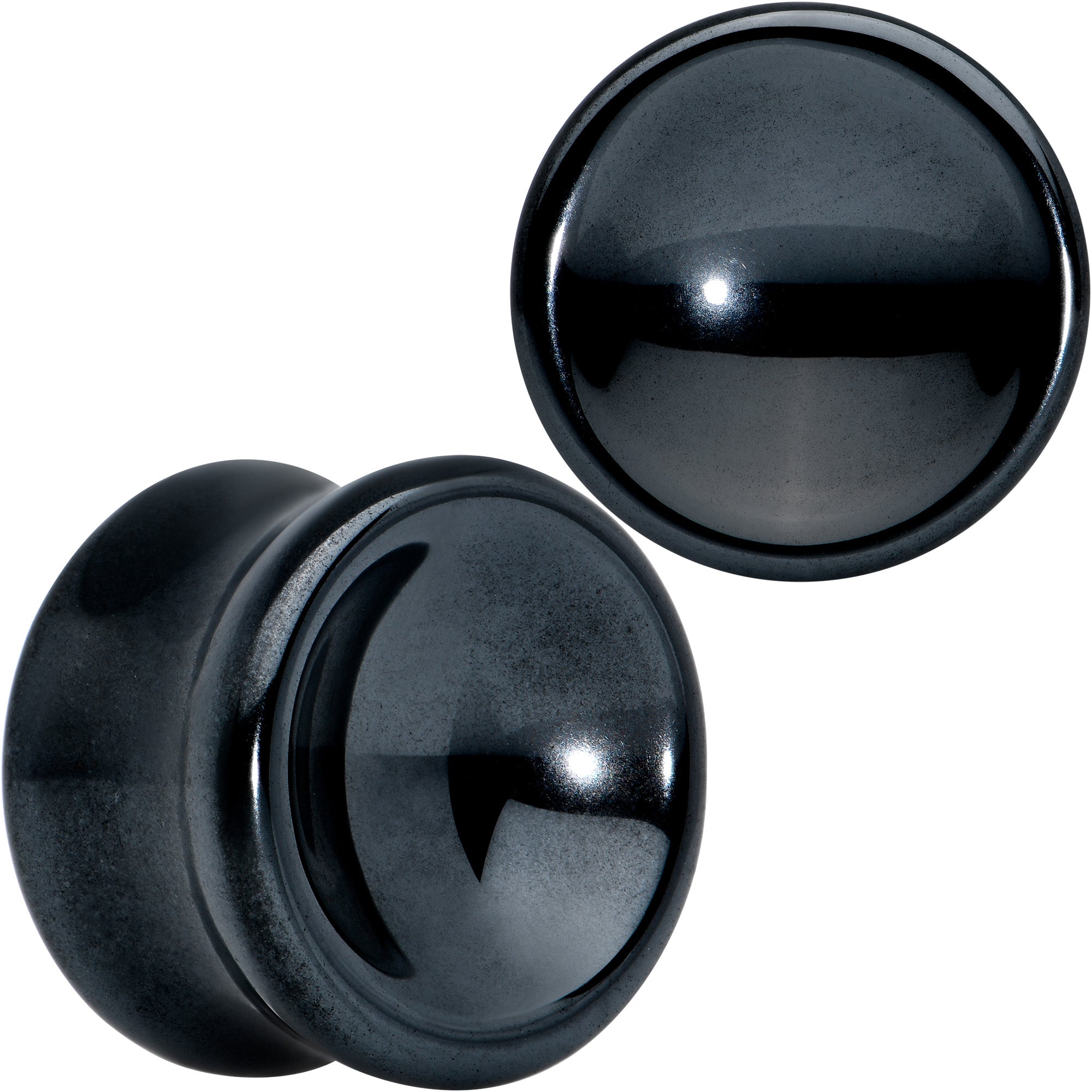 Black Hematite Concave Saddle Plug Set