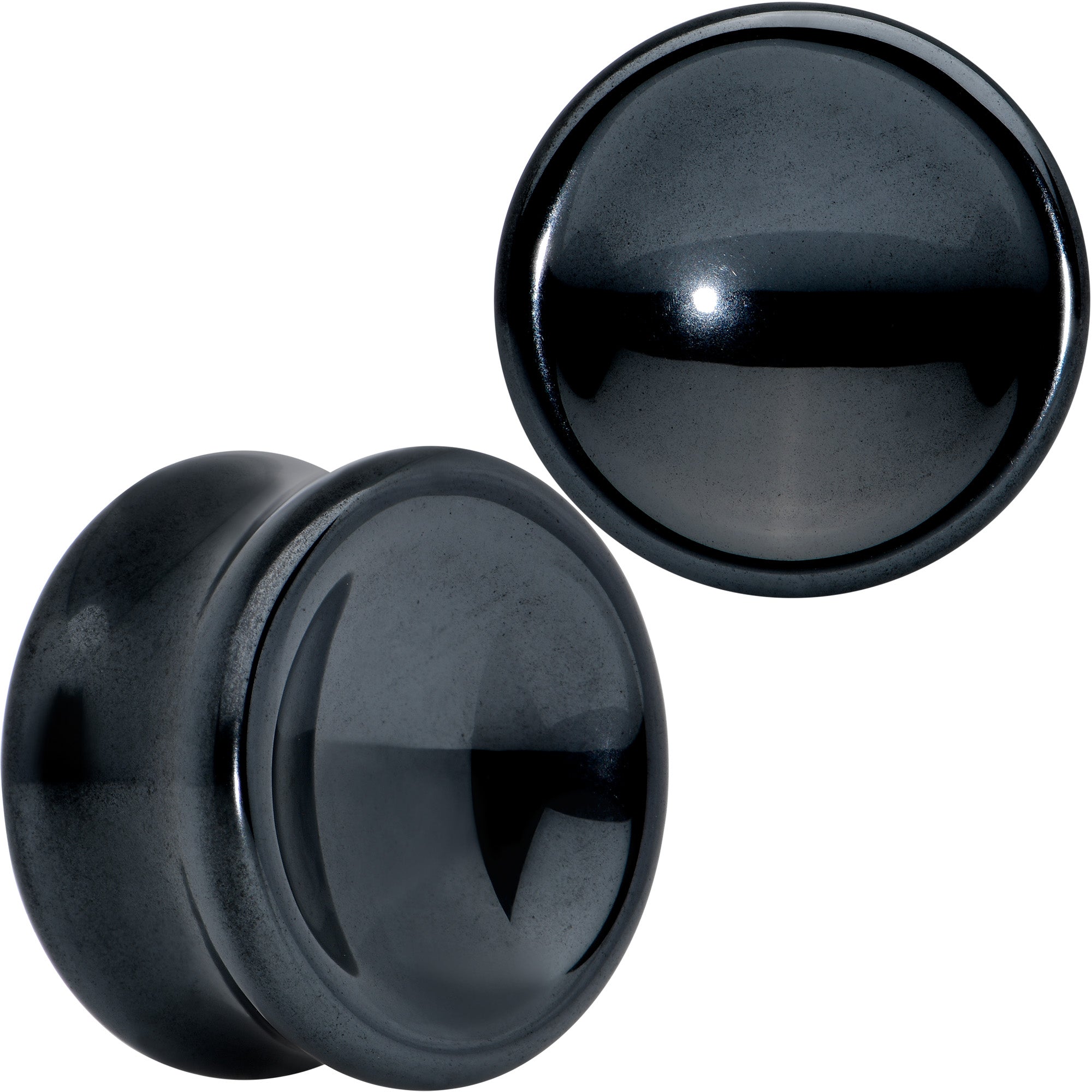 Black Hematite Concave Saddle Plug Set