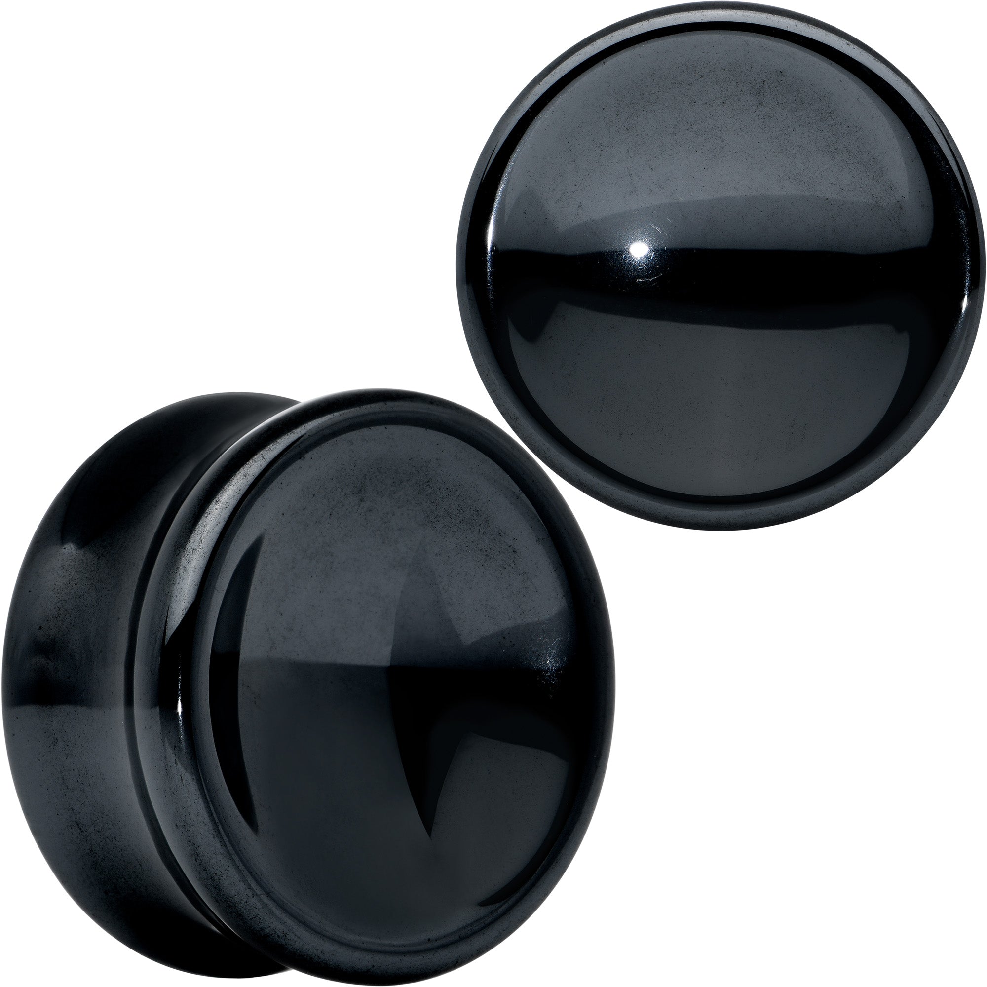 Black Hematite Concave Saddle Plug Set