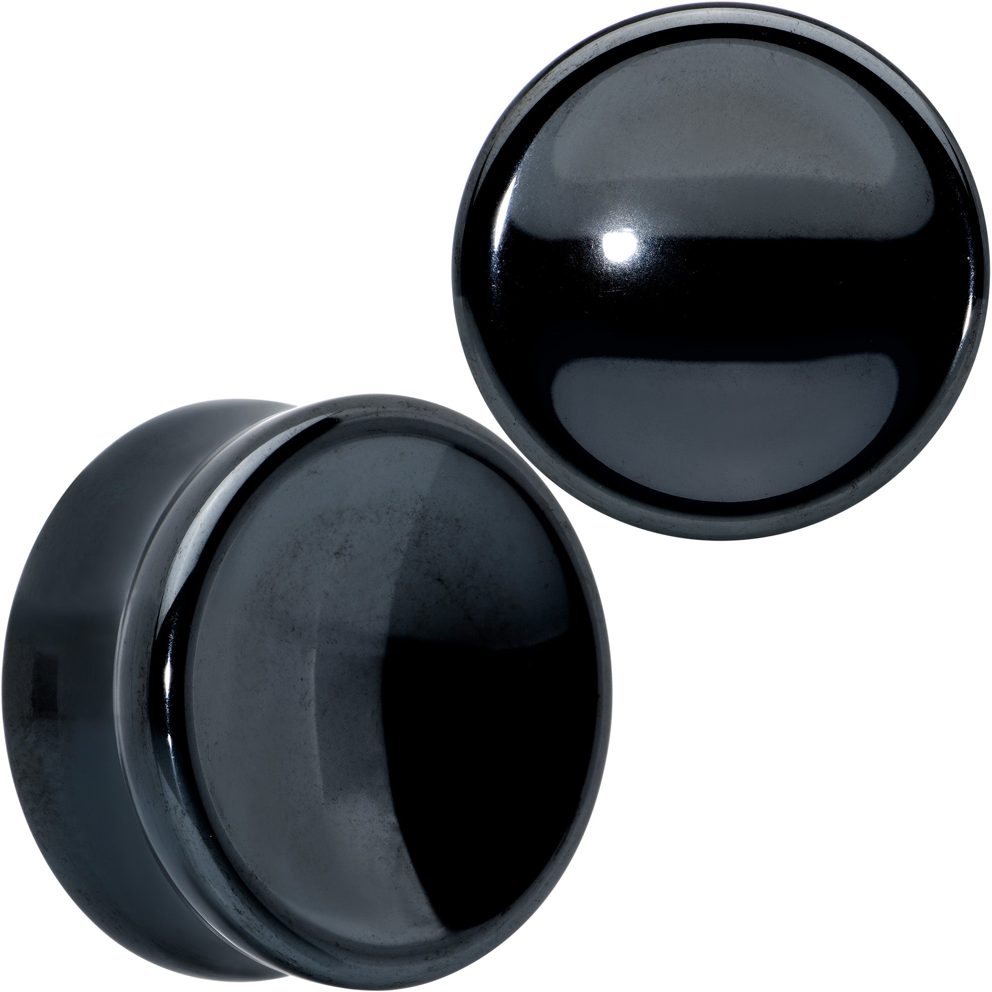 Black Hematite Concave Saddle Plug Set