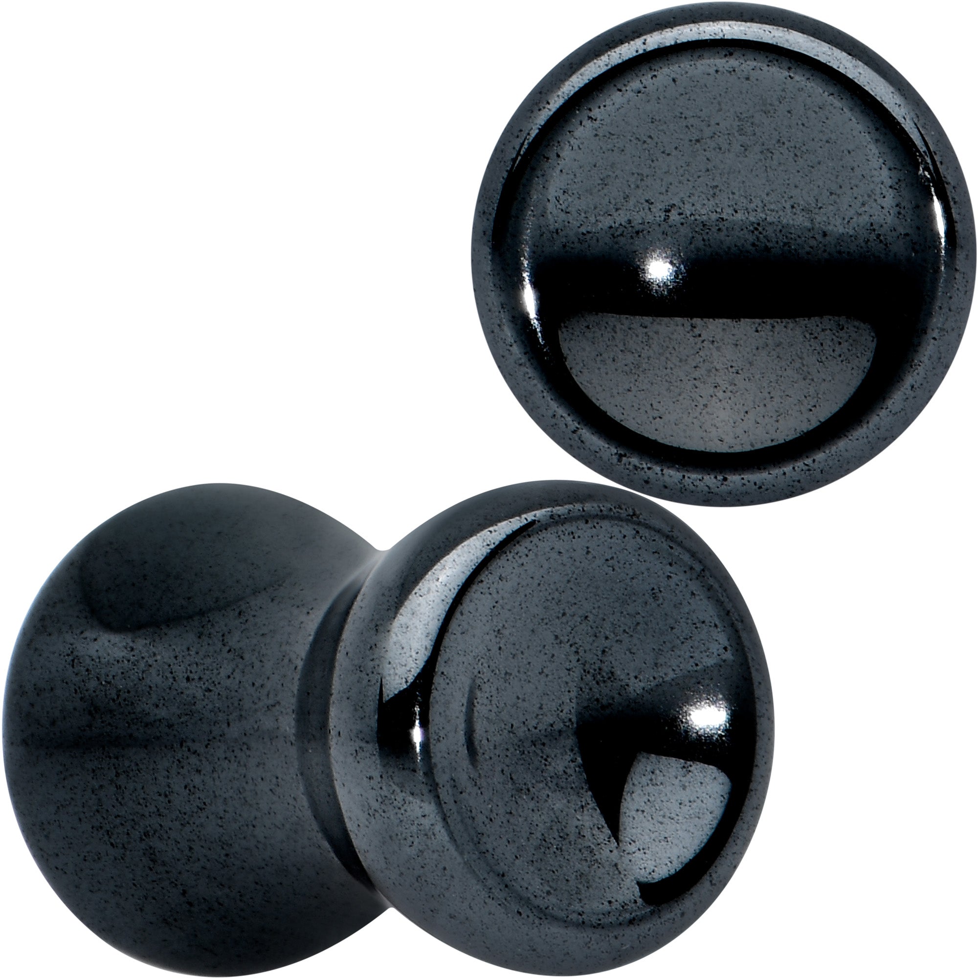 Black Hematite Concave Saddle Plug Set