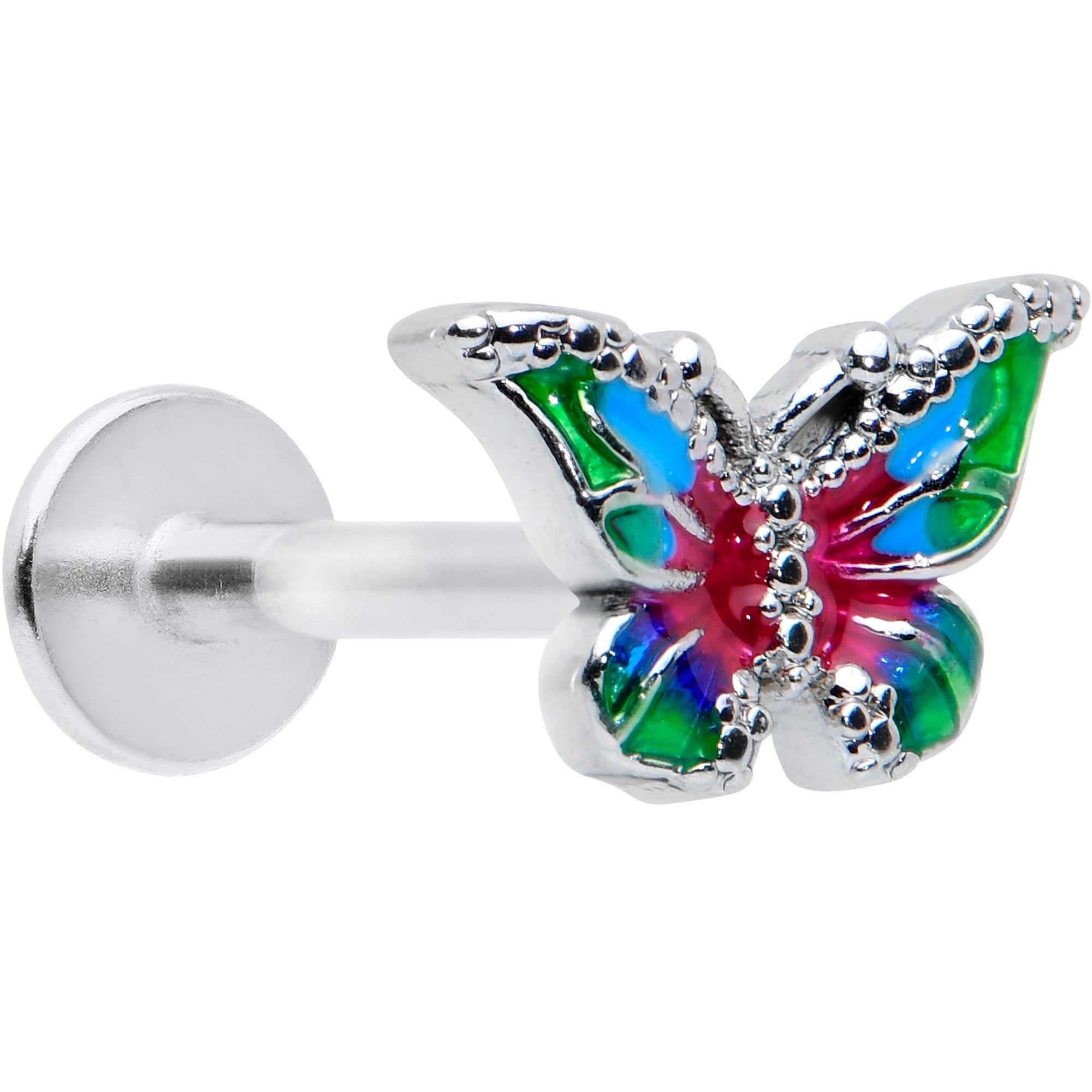 16 Gauge 5/16 Bright Beauty Textured Butterfly Labret Monroe Tragus