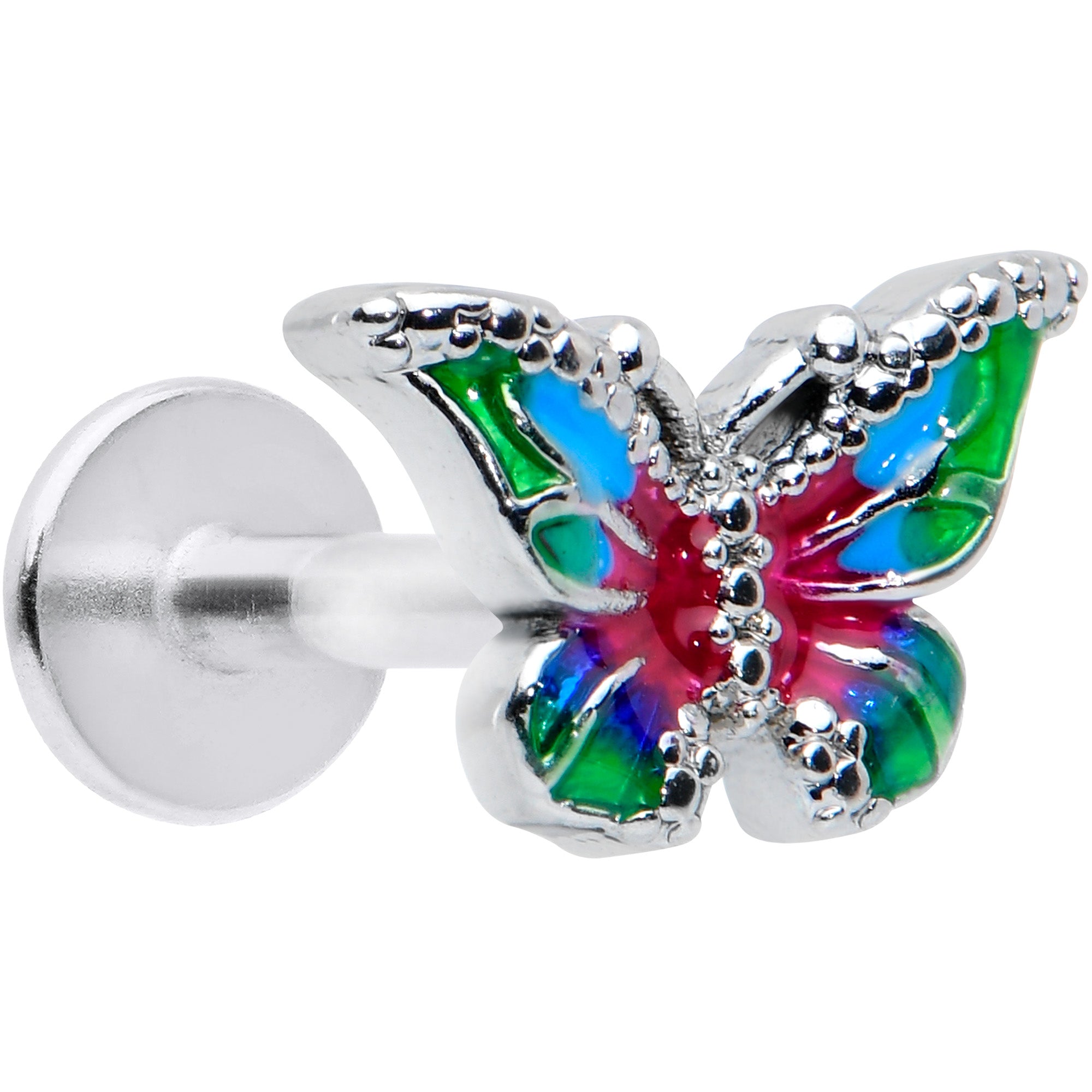 16 Gauge 1/4 Bright Beauty Textured Butterfly Labret Monroe Tragus