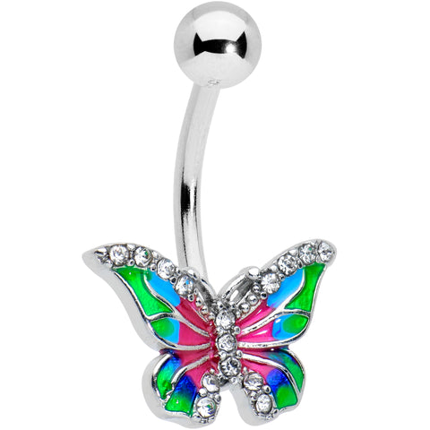 Clear Gem Butterfly Beauties Double Mount Belly Ring Belly Chain – BodyCandy