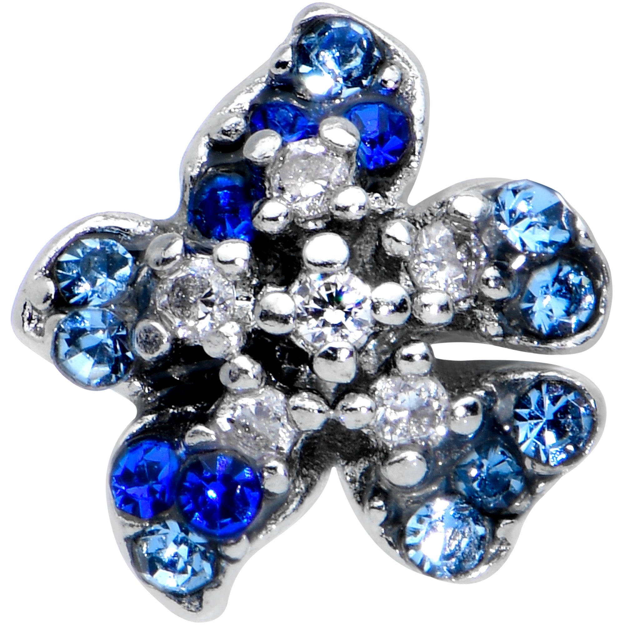 16 Gauge 5/16 Clear Blue Gem Evening Flower Labret Monroe Tragus