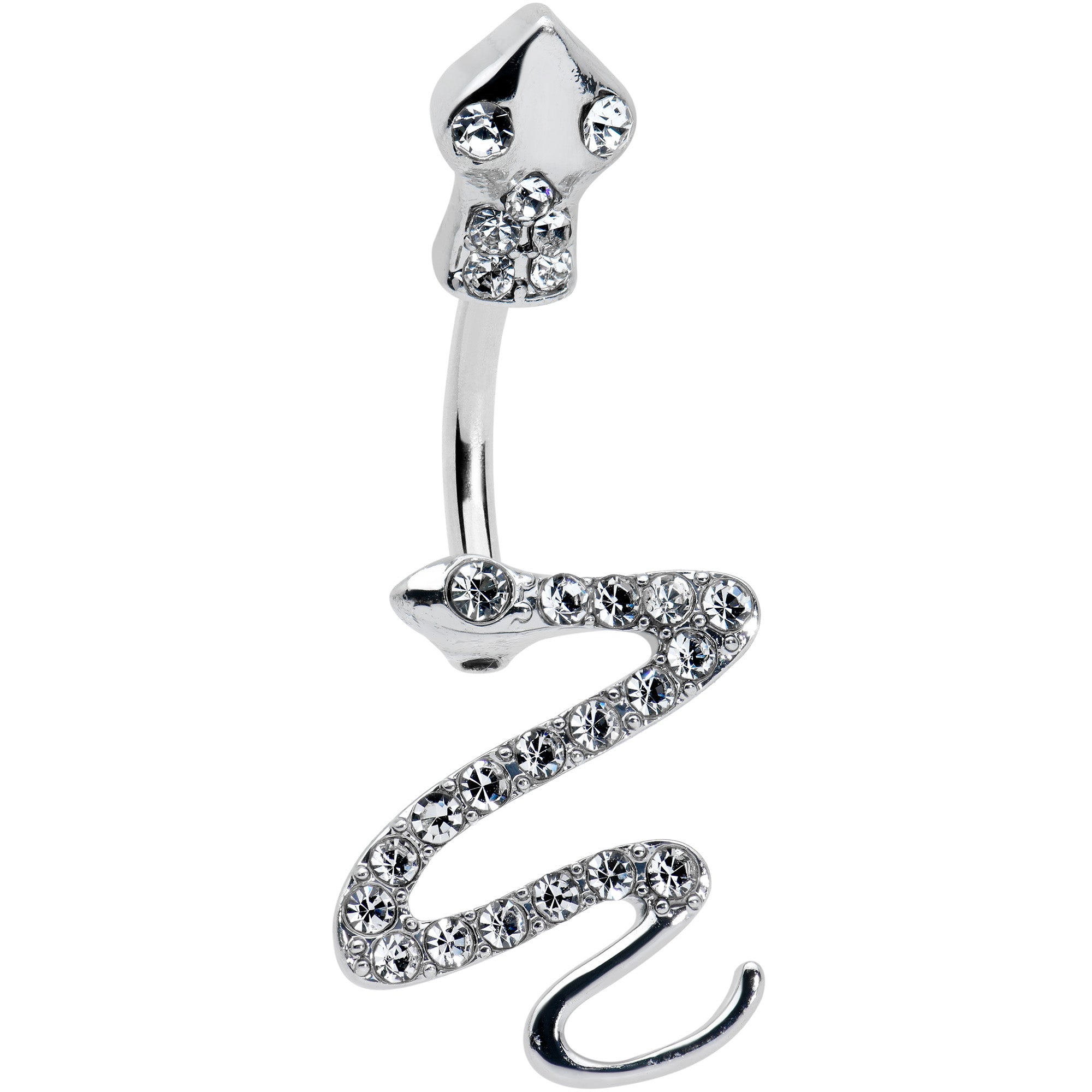 Clear Gem Stylish Snakes Double Mount Belly Ring